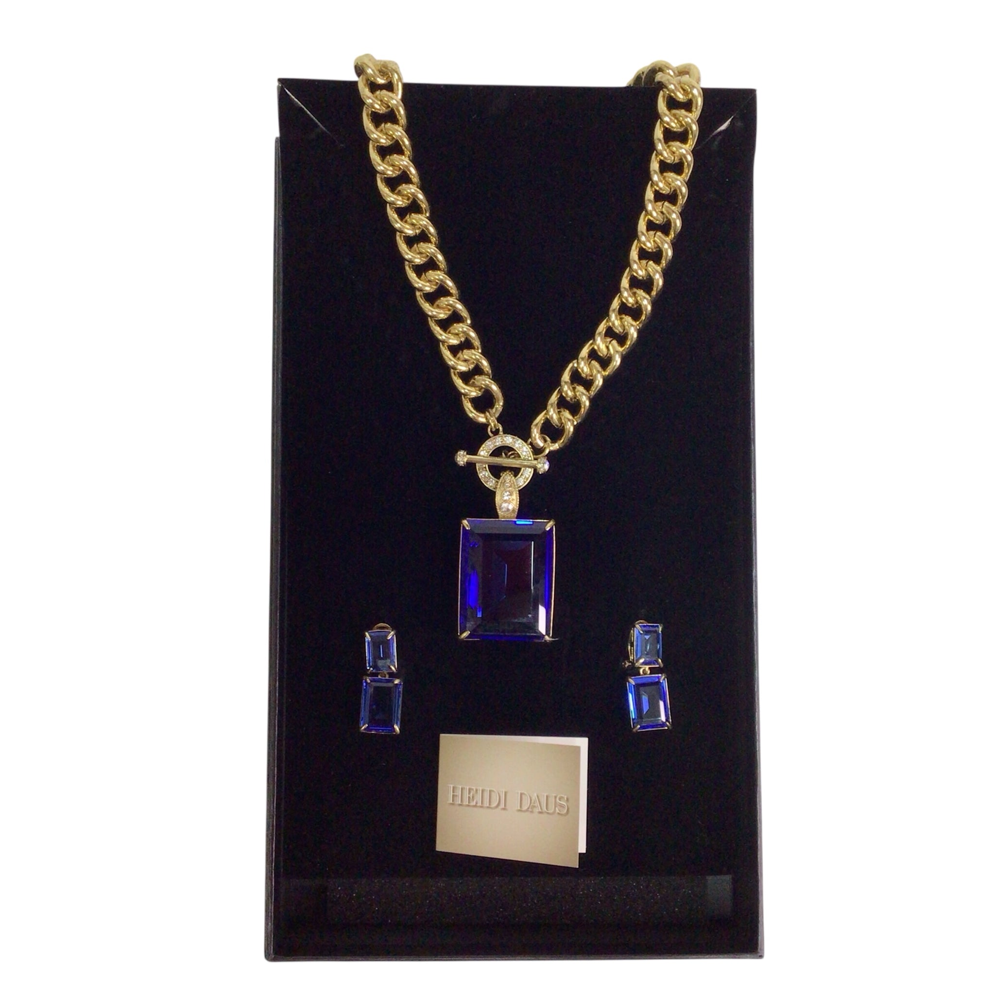 Heidi Daus Hot Rocks Chain Crystal Toggle Enhancer Necklace & Earrings Set