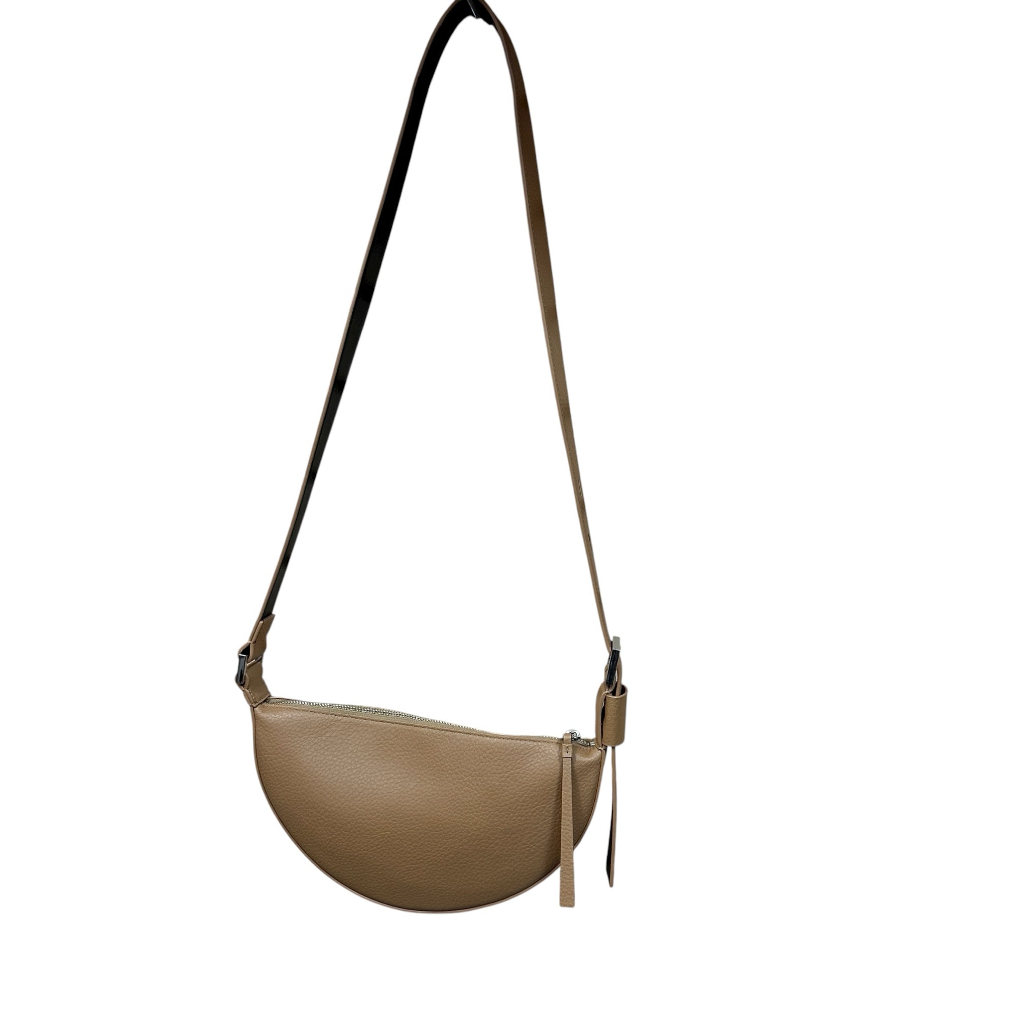 AllSaints Half Moon Brown Leather Crossbody Bag