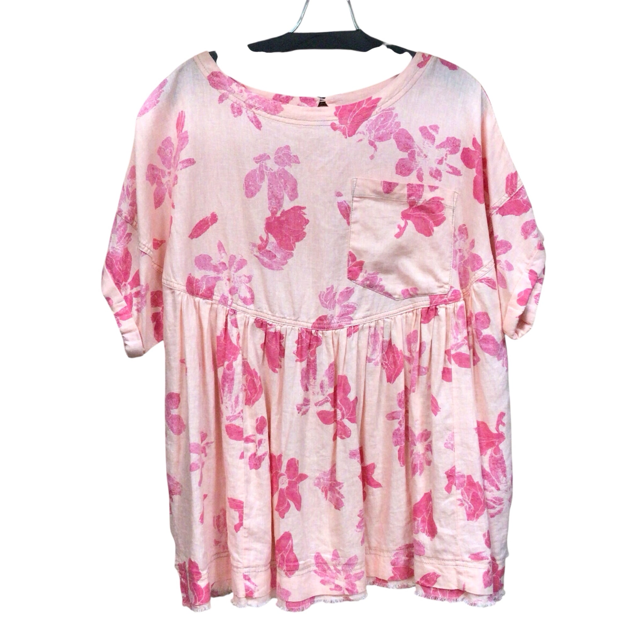 We The Free Pink Floral Short Sleeve Top Size XS