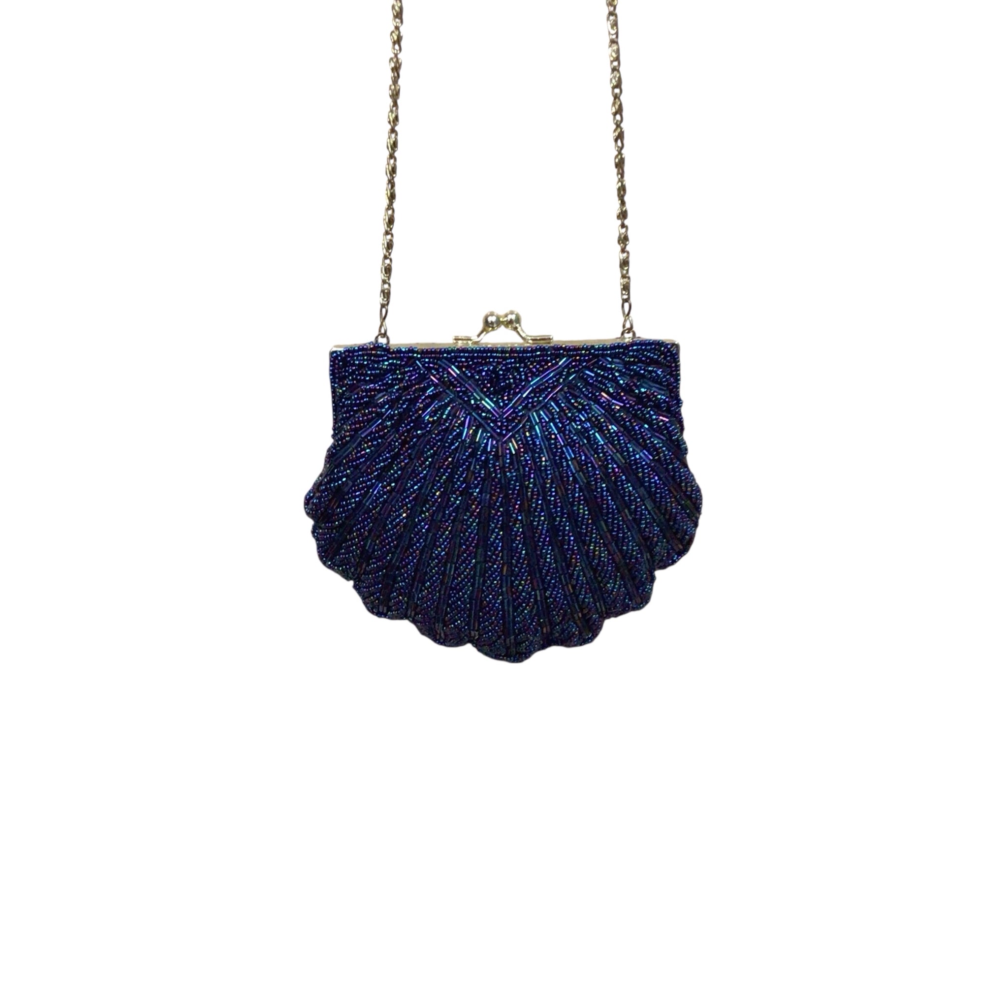 La Regale Purple Beaded Shell Crossbody