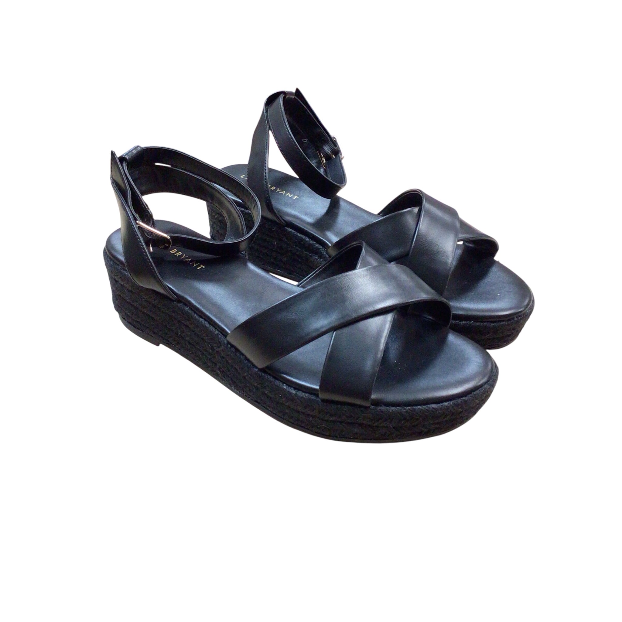 Lane Bryant Black Wedge Sandals Size 10W