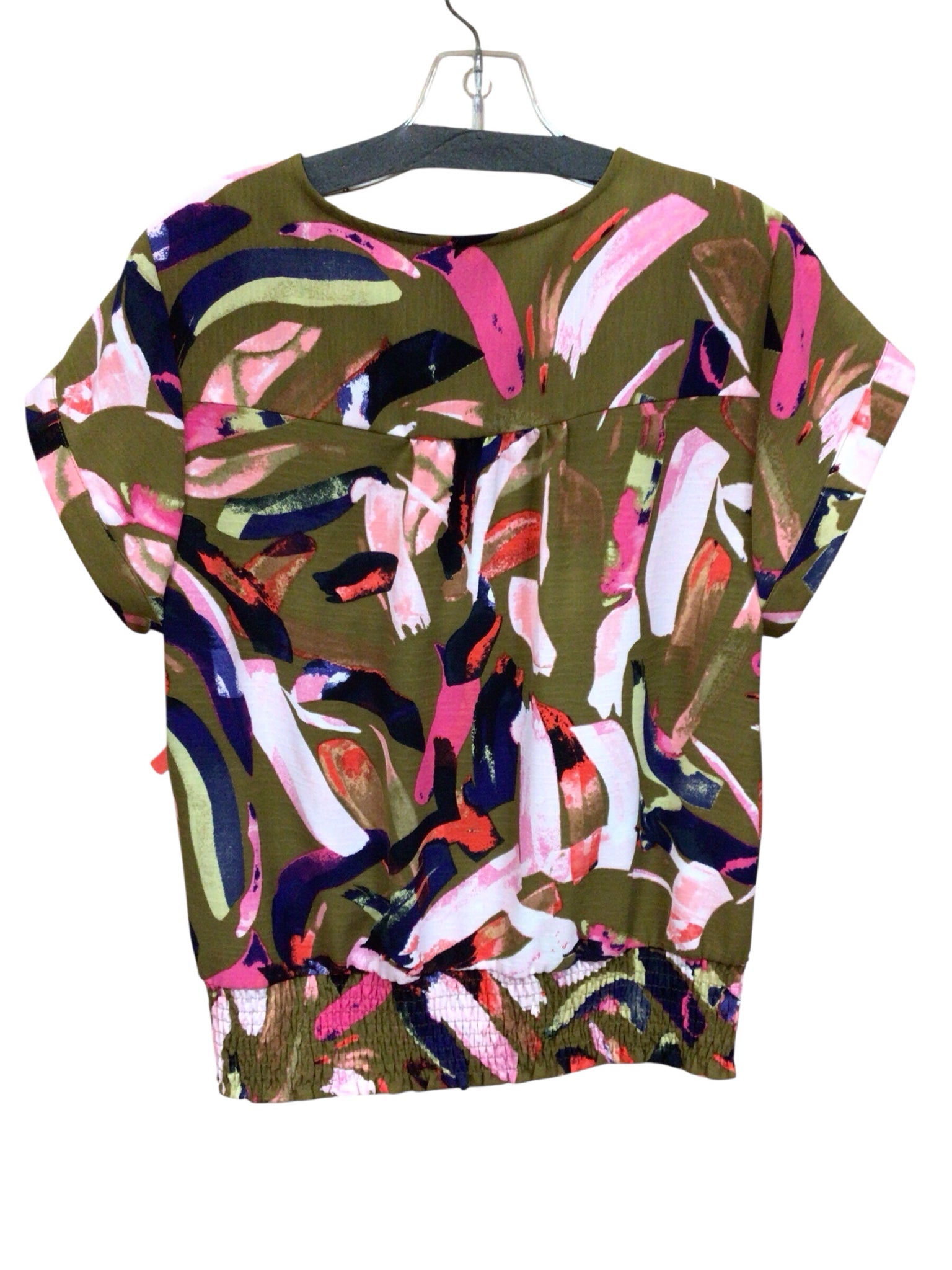 Nine West Multi-Colored Short Sleeve Top Size Large