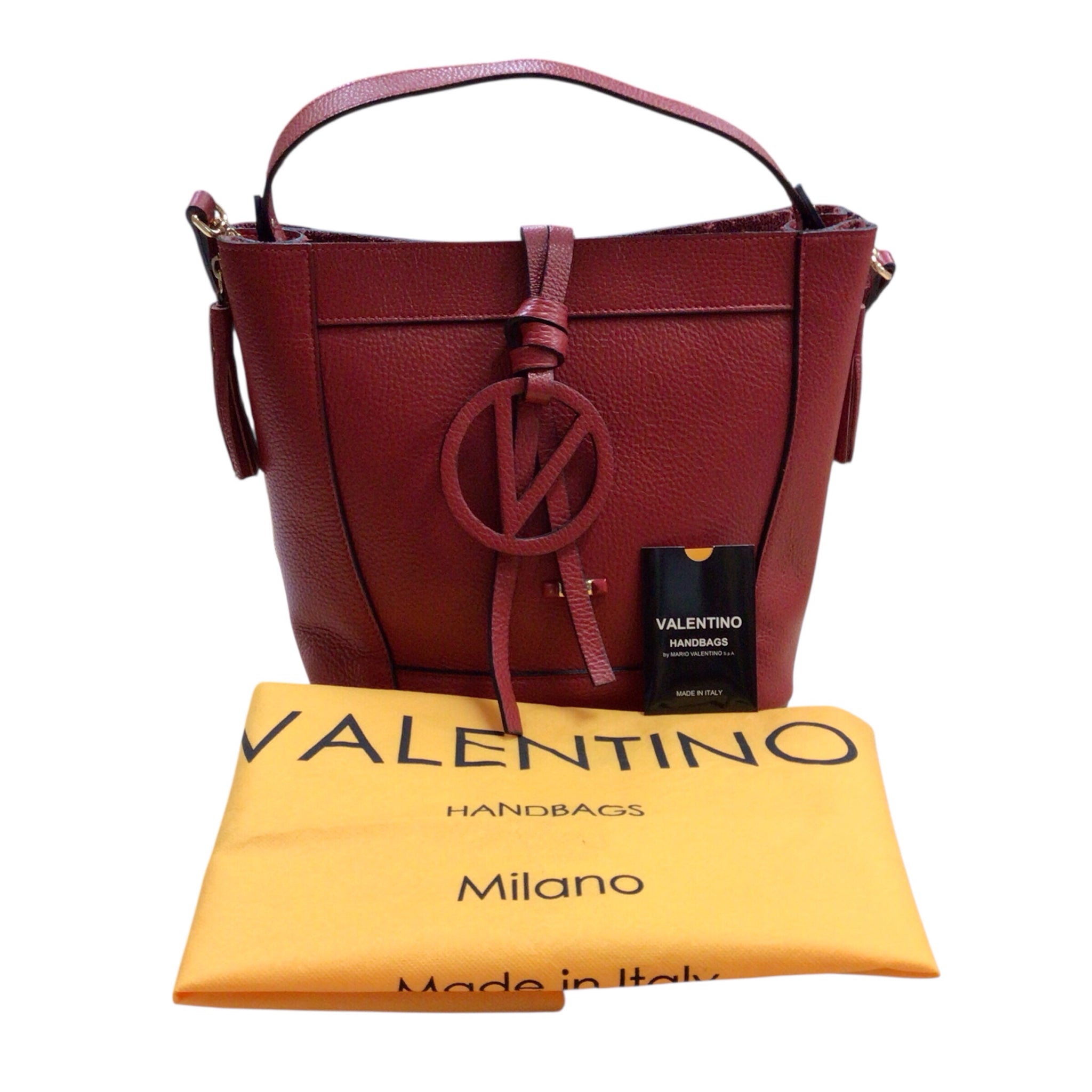 Mario Valentino "Callie" Red Italian Pebbled Leather Shoulder Crossbody Bag