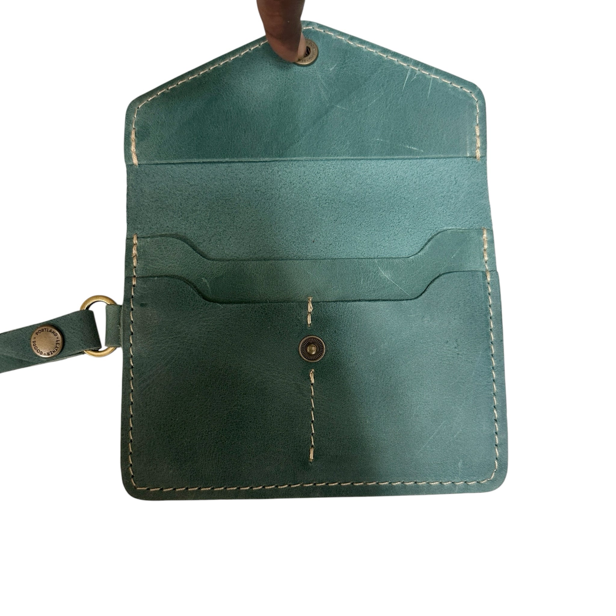 Portland Leather Distressed Aqua Passport Wallet Wristlet