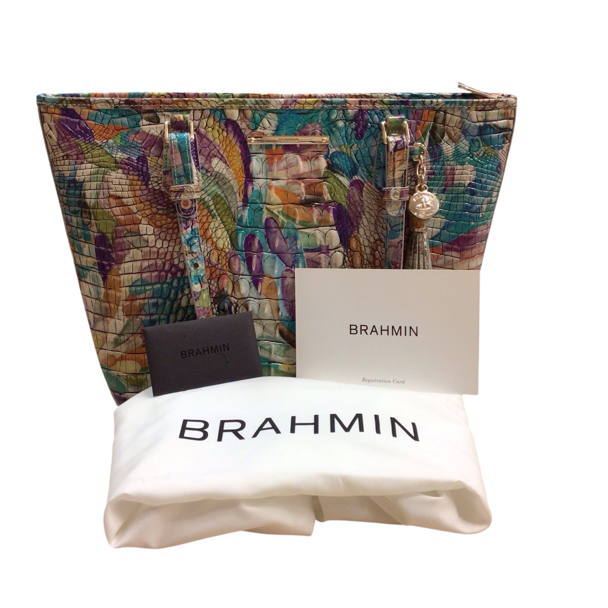 Brahmin Medium Asher "Flourish Melbourne" Croc-Embossed Leather Shoulder Bag