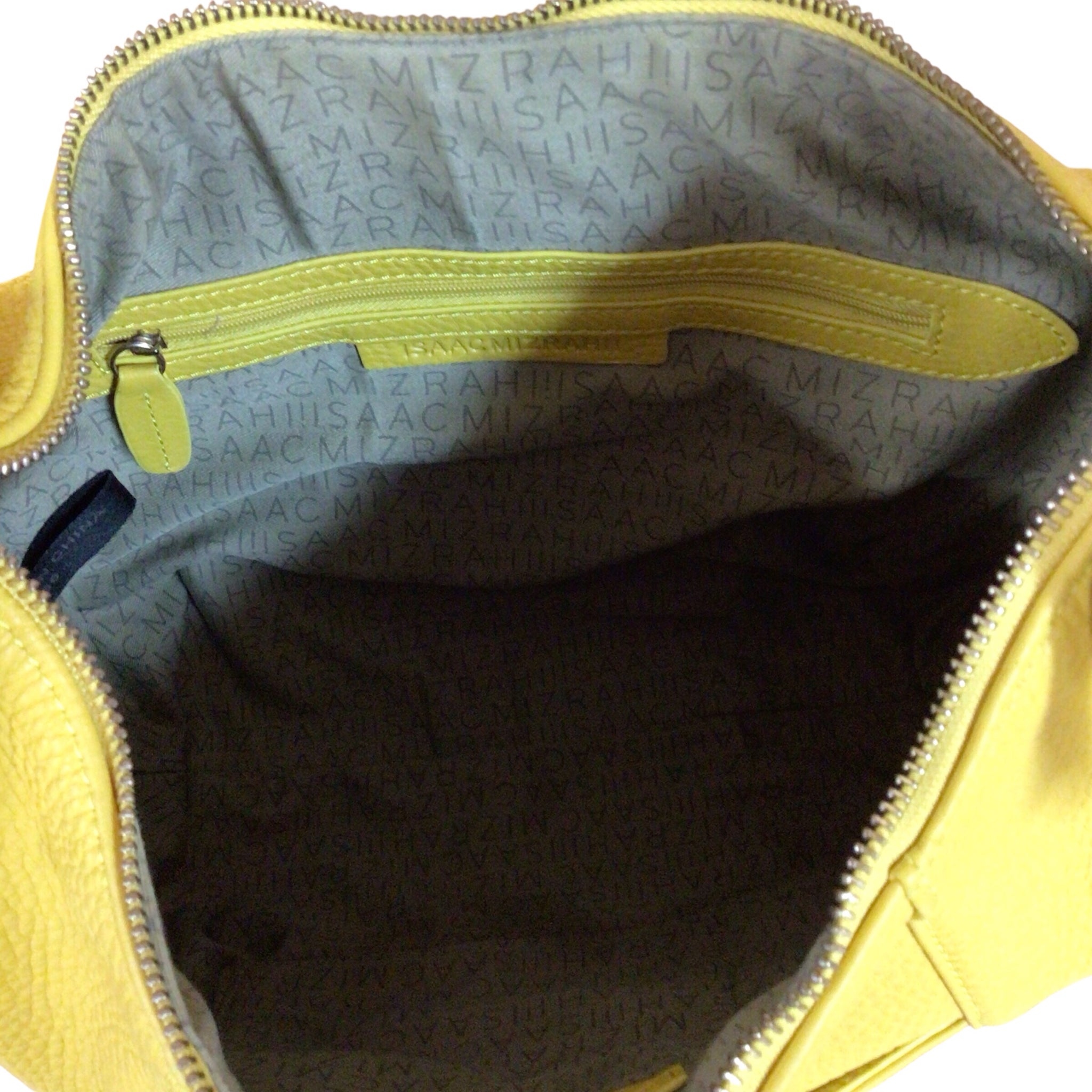 Isaac Mizrahi Yellow Pebbled Leather Hobo Shoulder Bag