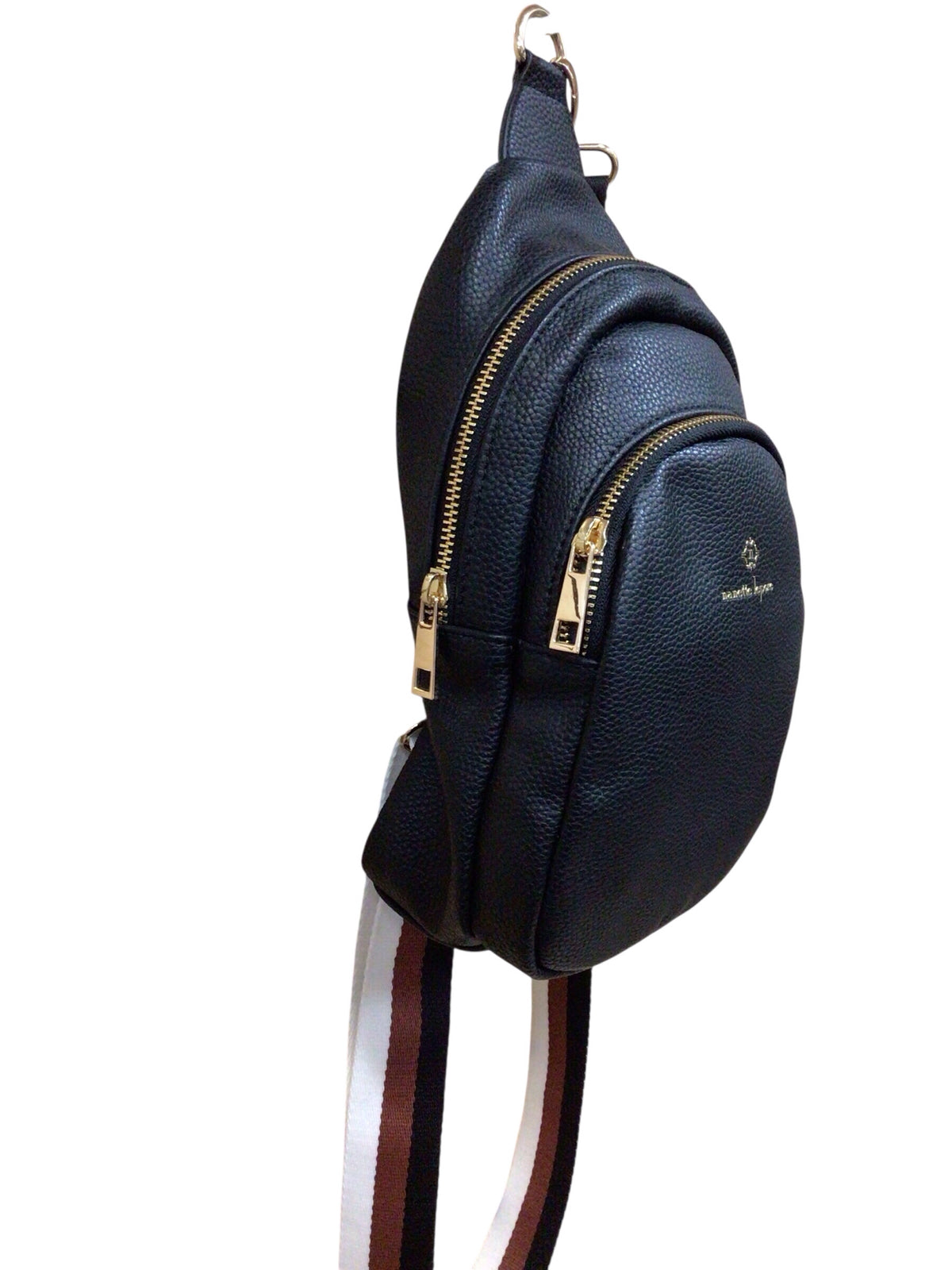 Nanette Lepore "Dale" Faux Black Pebbled Leather Sling Bag
