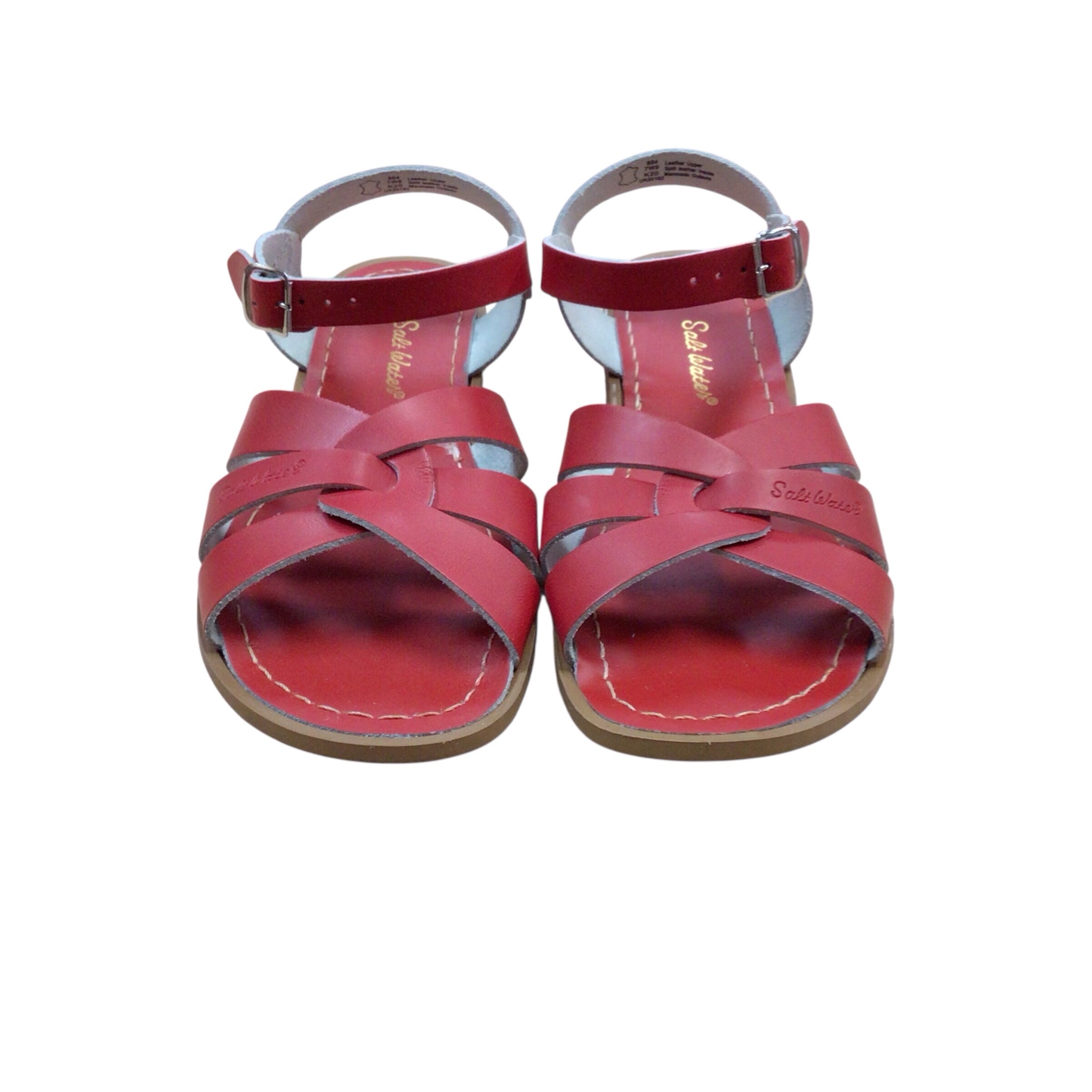Salt Water "The Golden Boot" Red Leather Sandals Size 9