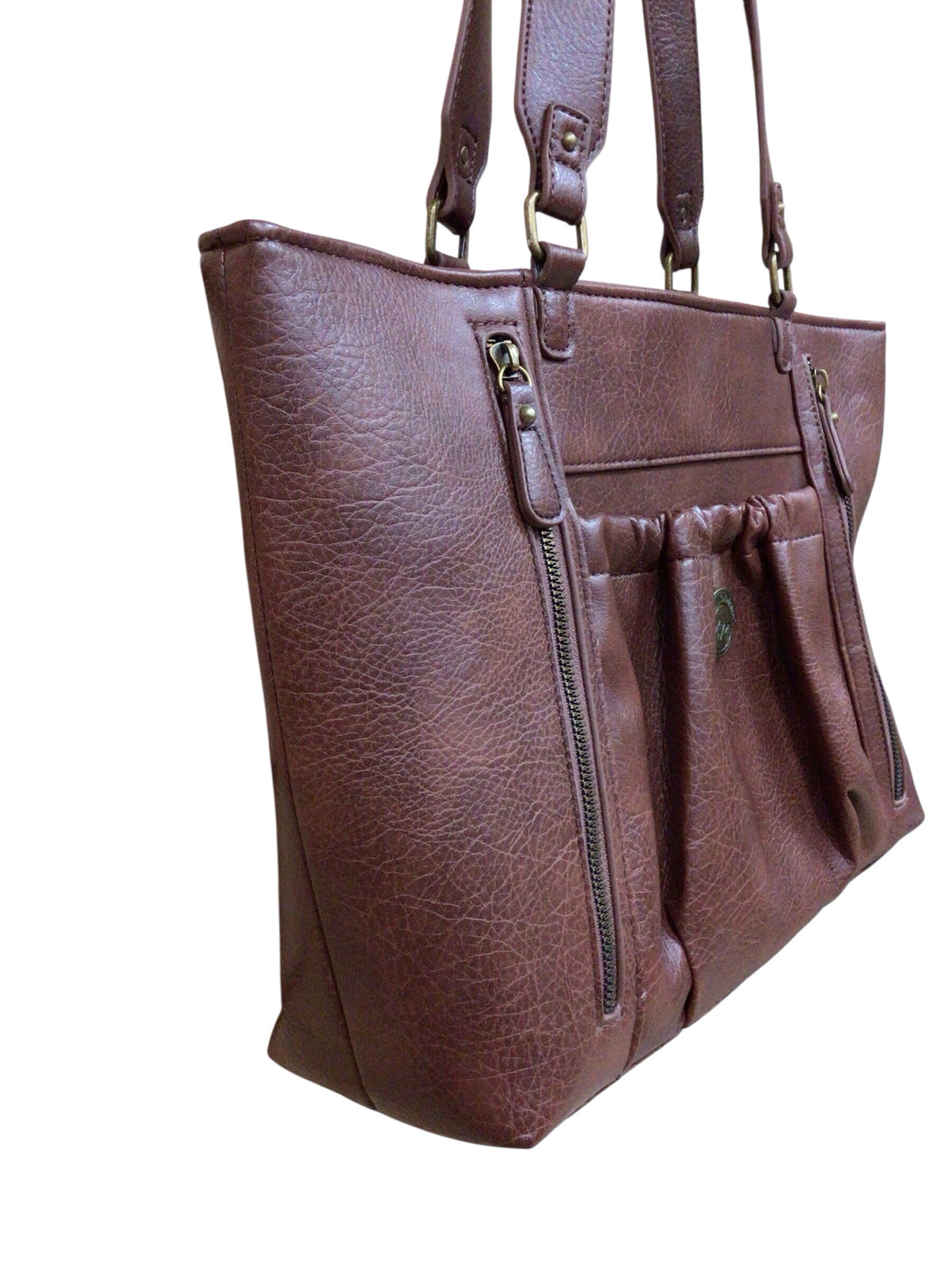 White Mountain Brown Faux Leather Tote Shoulder Bag