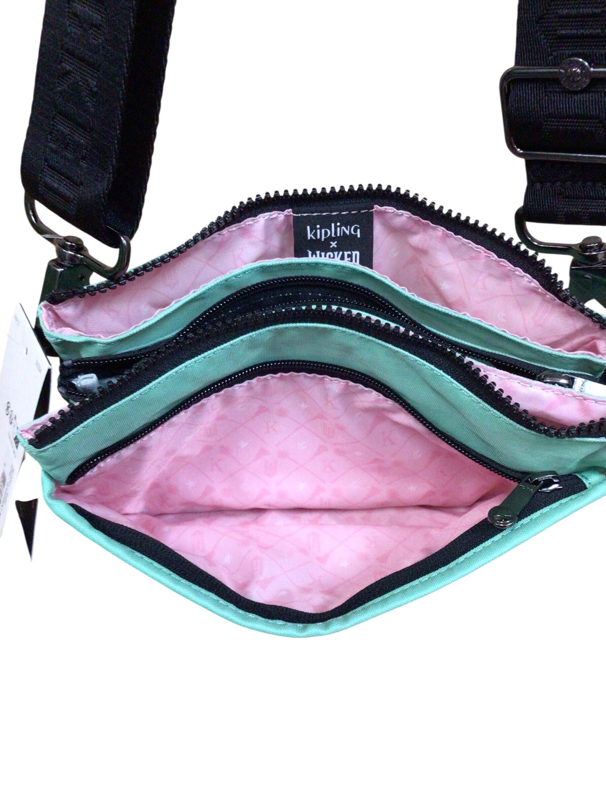 Kipling "Wicked" Ombre Green & Pink Nylon Crossbody Bag