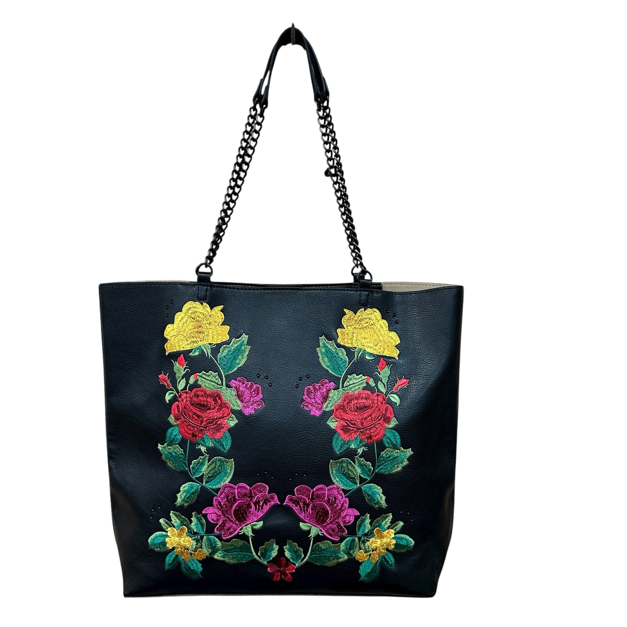 Gianni Bini Black Floral Tote Bag