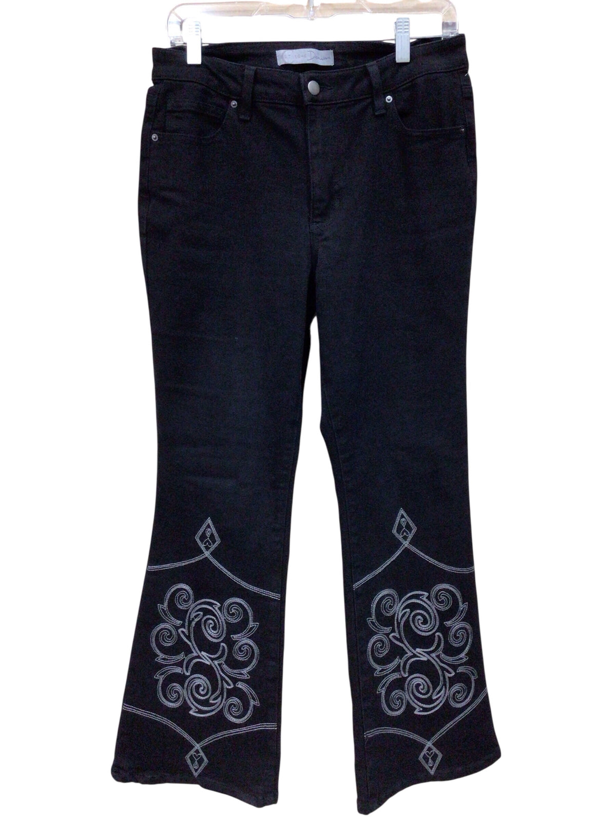 Est 1946 Black Embroidered Flare Jeans Size 10