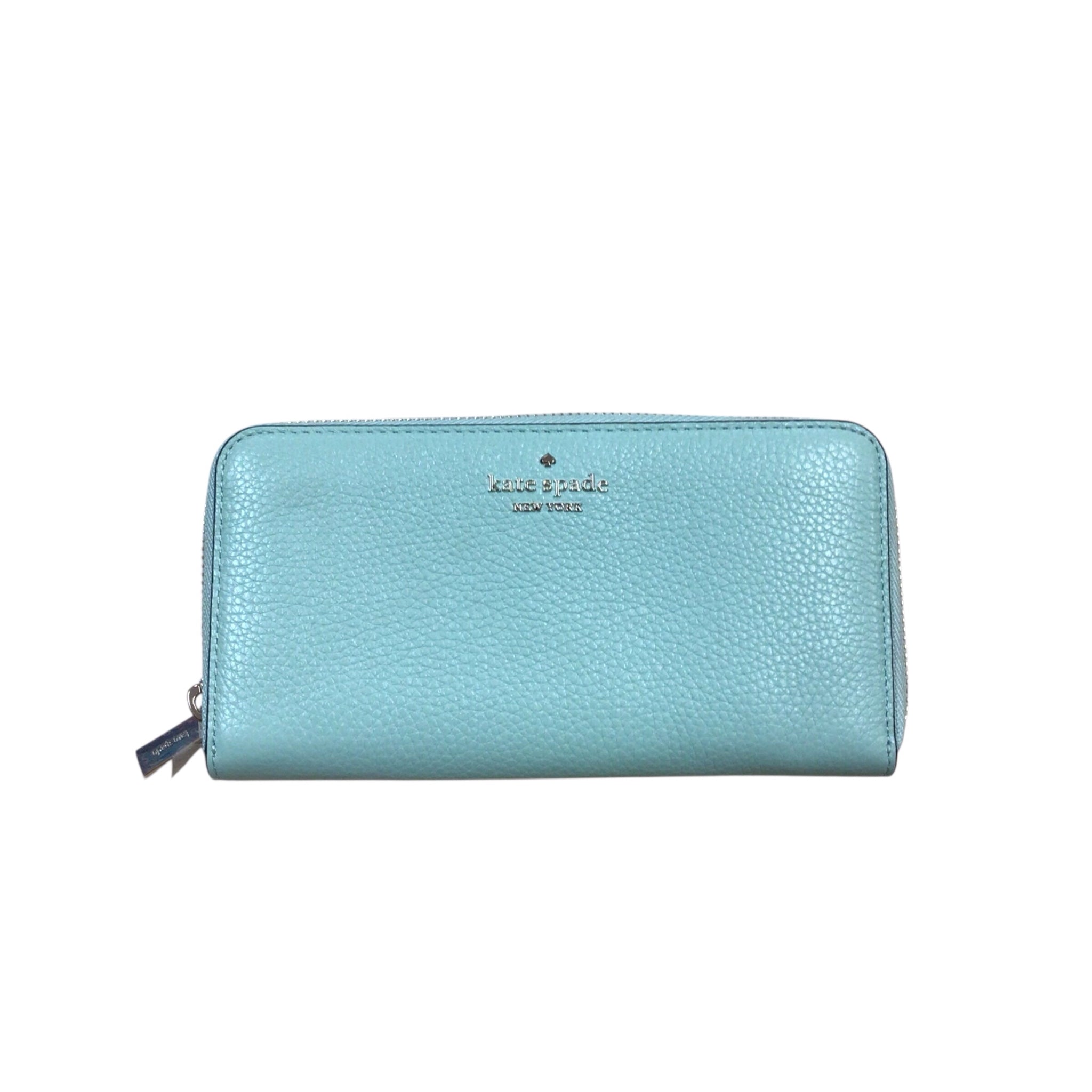 Kate Spade Continental Zip Around Seawater Green Pebbled Leather Wallet