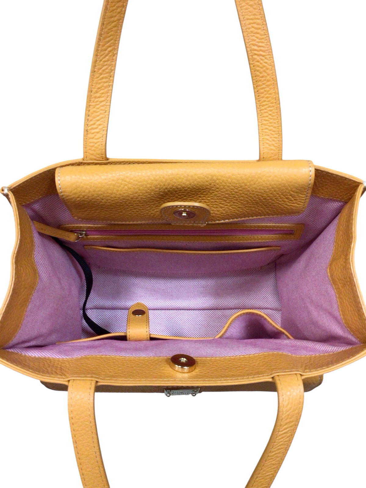 Dooney & Bourke Janine Front Pocket Yellow Leather Tote Bag