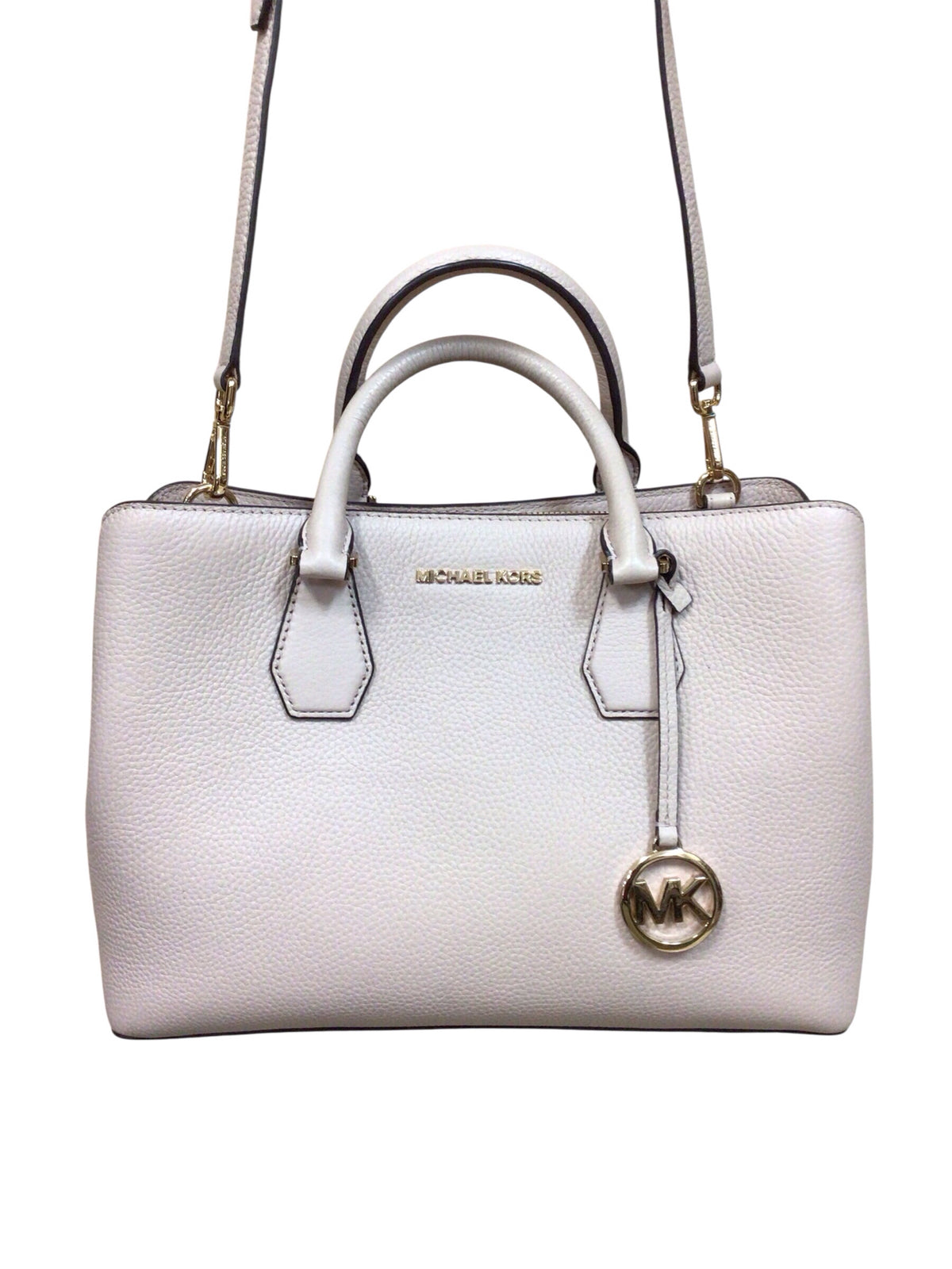 Michael Kors "Camille" Large Light Pink Pebbled Leather Satchel Crossbody Bag