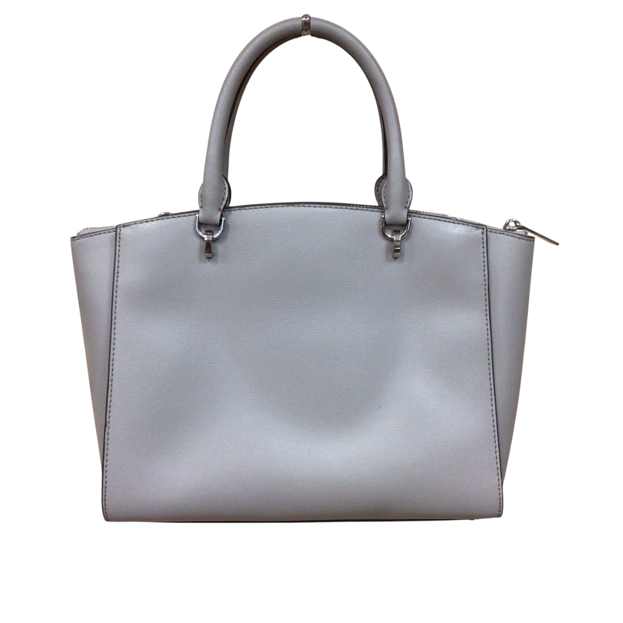 Michael Kors "Ellis" Large Gray Leather Satchel Crossbody Bag