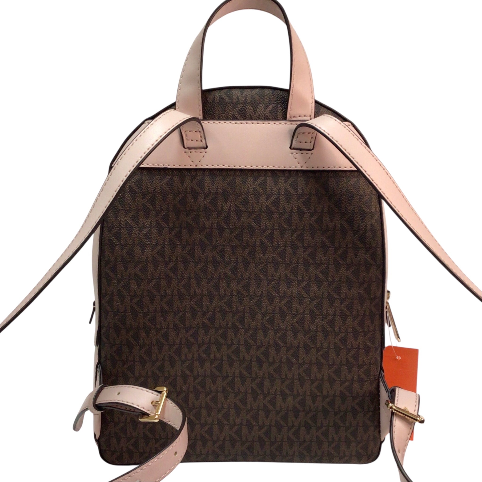 Michael Kors Brown and Blush Jaycee Medium Logo Backpack