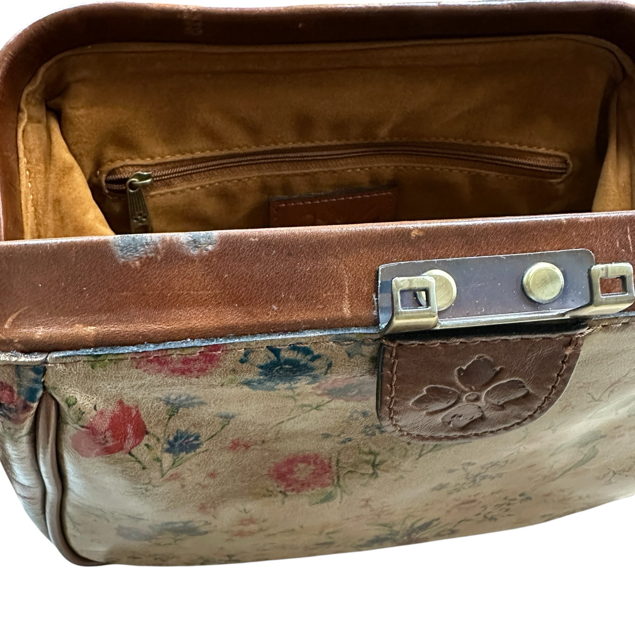 Patricia Nash "Gracchi" Prairie Rose Leather Satchel Crossbody Bag