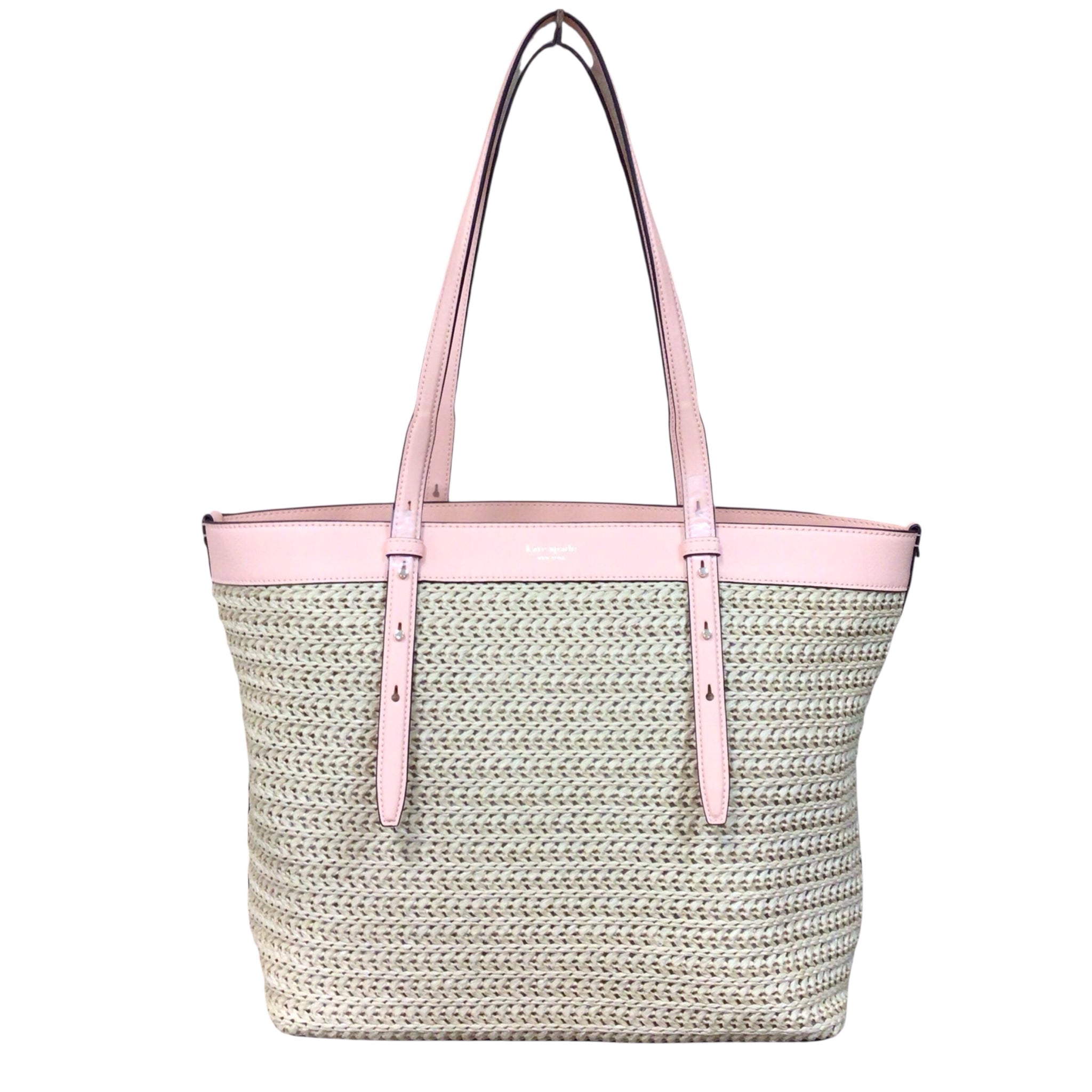 Kate Spade Straw Tote Bag w/ Pink Leather Trim
