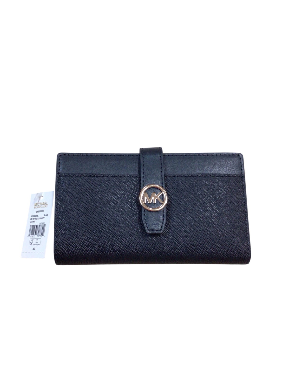 Michael Kors "Greenwich" Bifold Black Leather Wallet