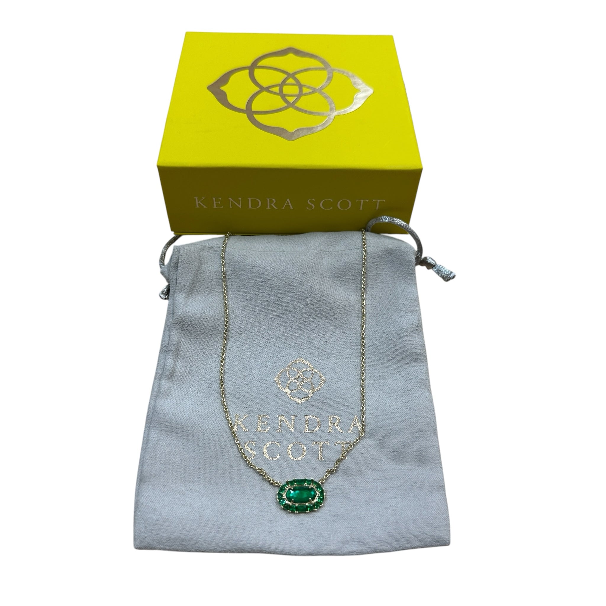 Kendra Scott "Elisa" 14K Yellow Gold Brass Emerald Cat's Eye Necklace
