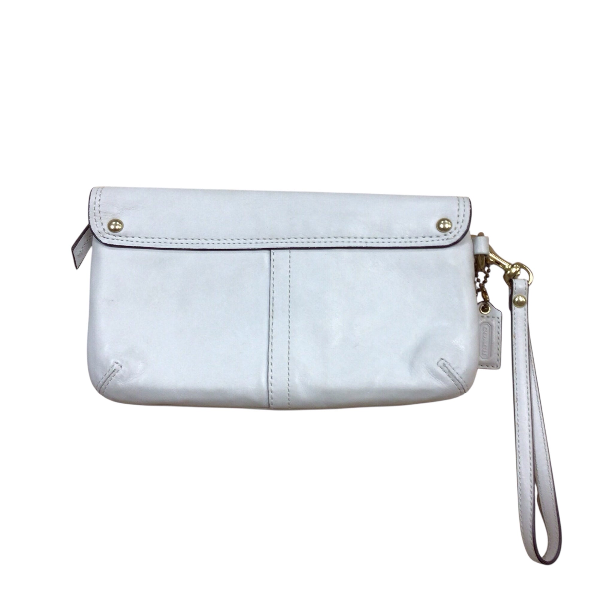 Coach White Bleecker Buckle Wristlet