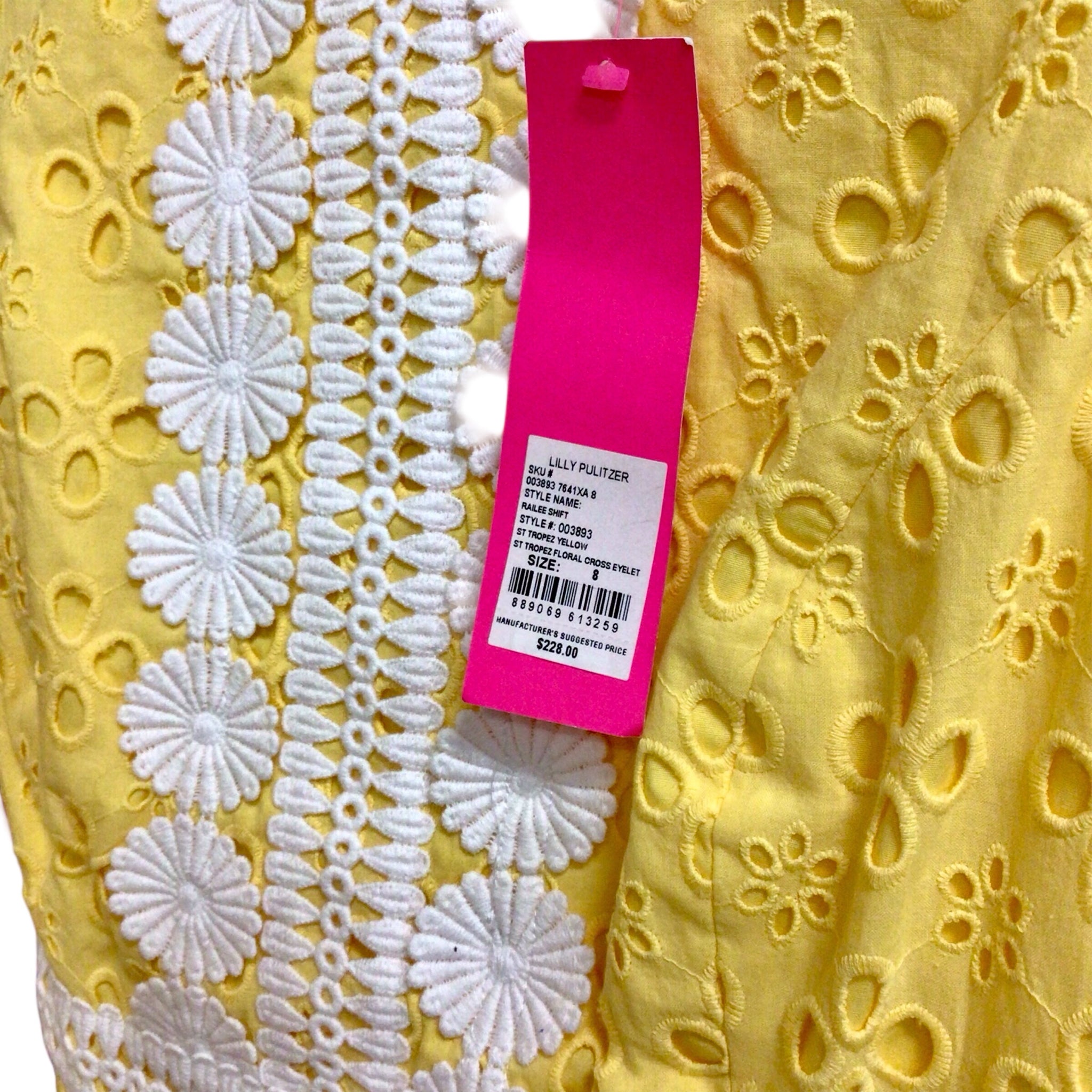 Lilly Pulitzer "Railee Shift" Yellow Sleeveless Dress Size 8 NWT