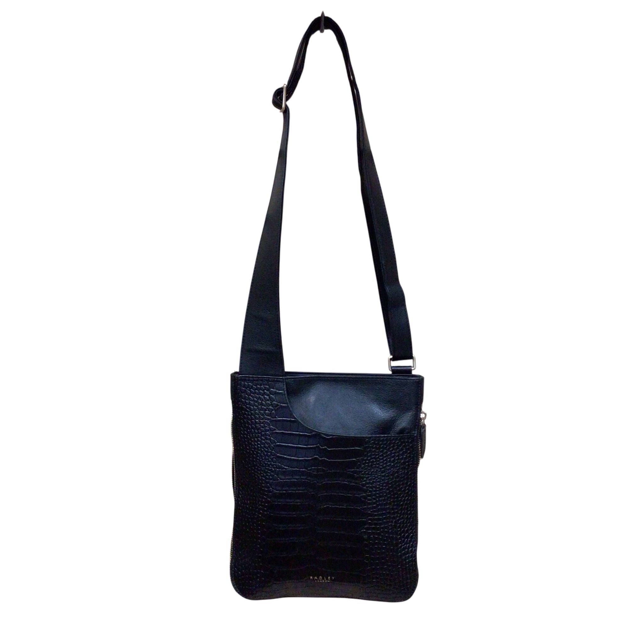 Radley London Pockets 2.0 Faux Croc Leather Black Crossbody Bag