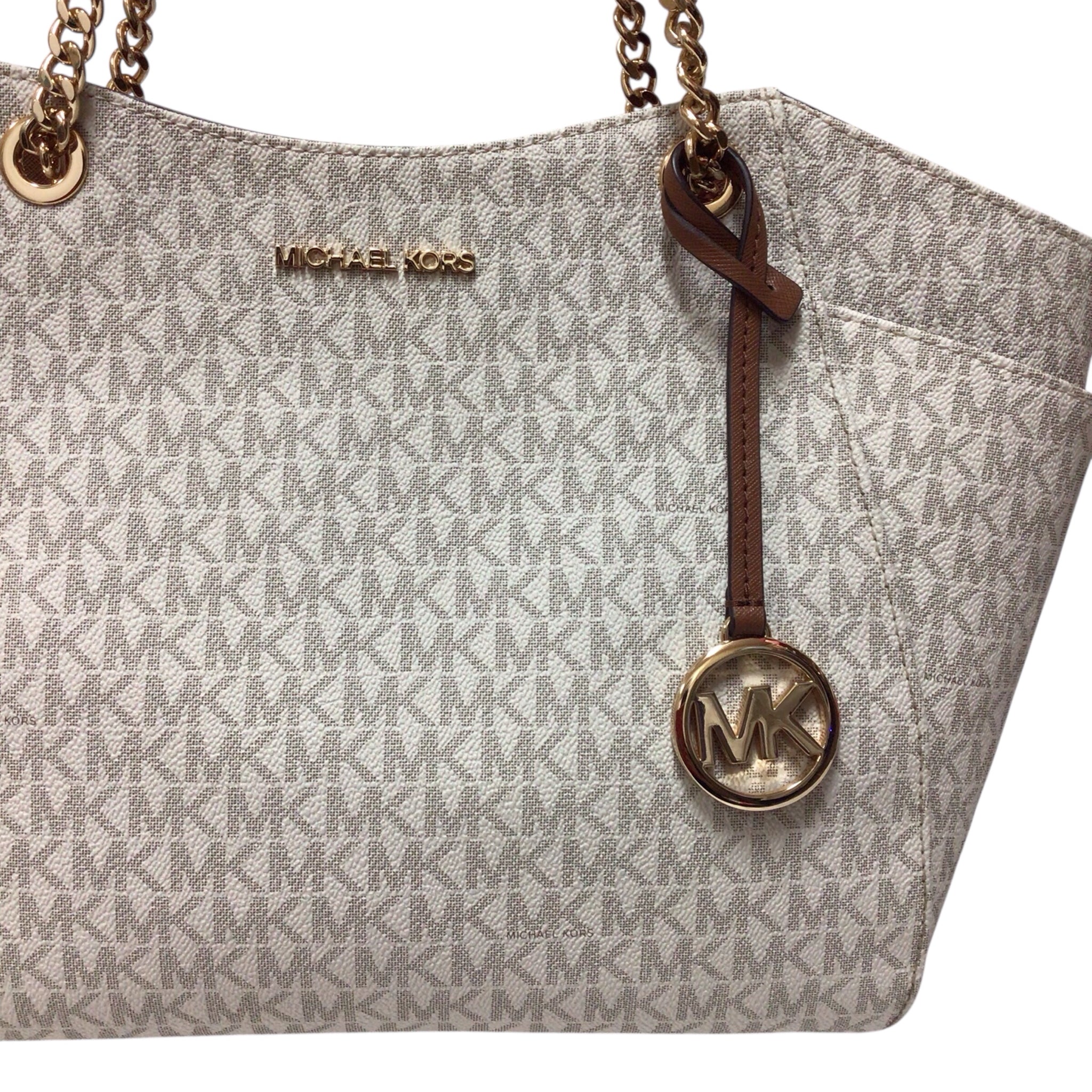 Michael Kors Vanilla Signature Jet Set Large Travel Shoulder Bag