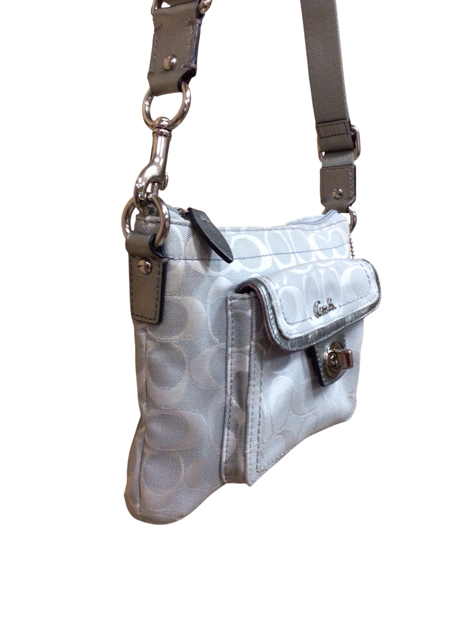 Coach Penelope Signature Turn-Lock Gray Crossbody Bag