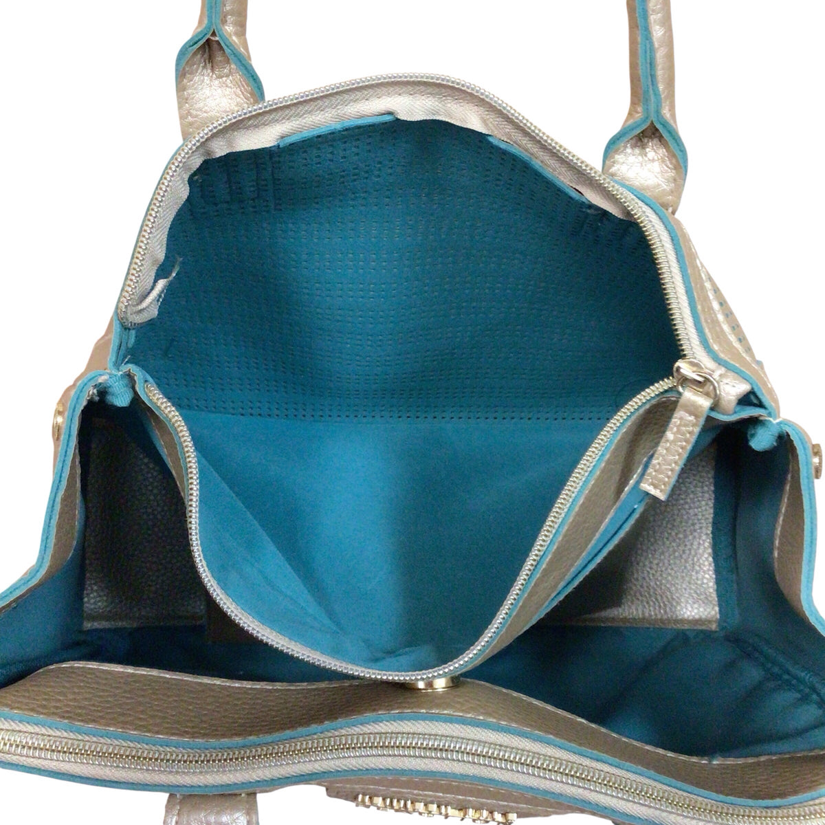 Kenneth Cole Reaction Metallic Gold & Teal Satchel Bag