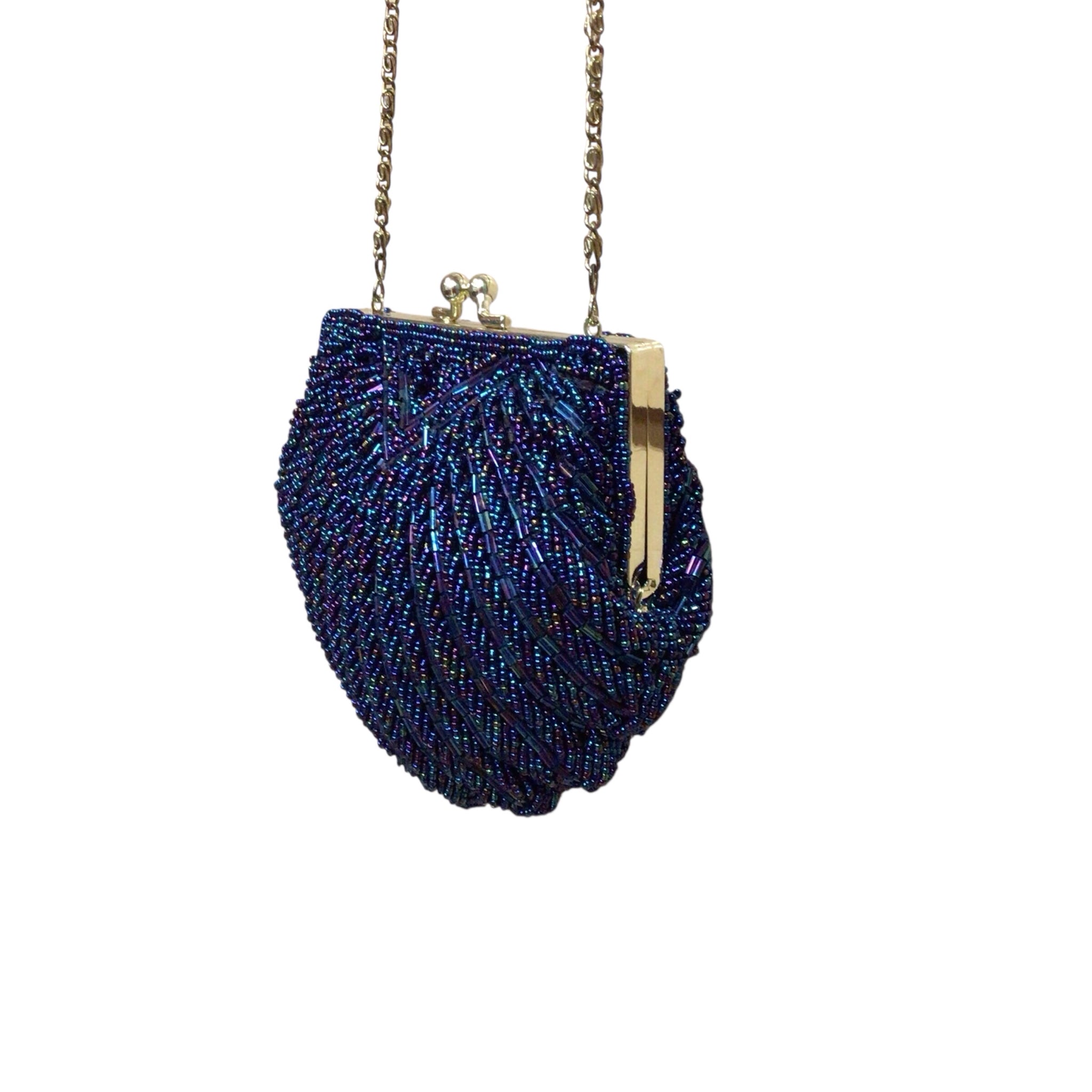La Regale Purple Beaded Shell Crossbody