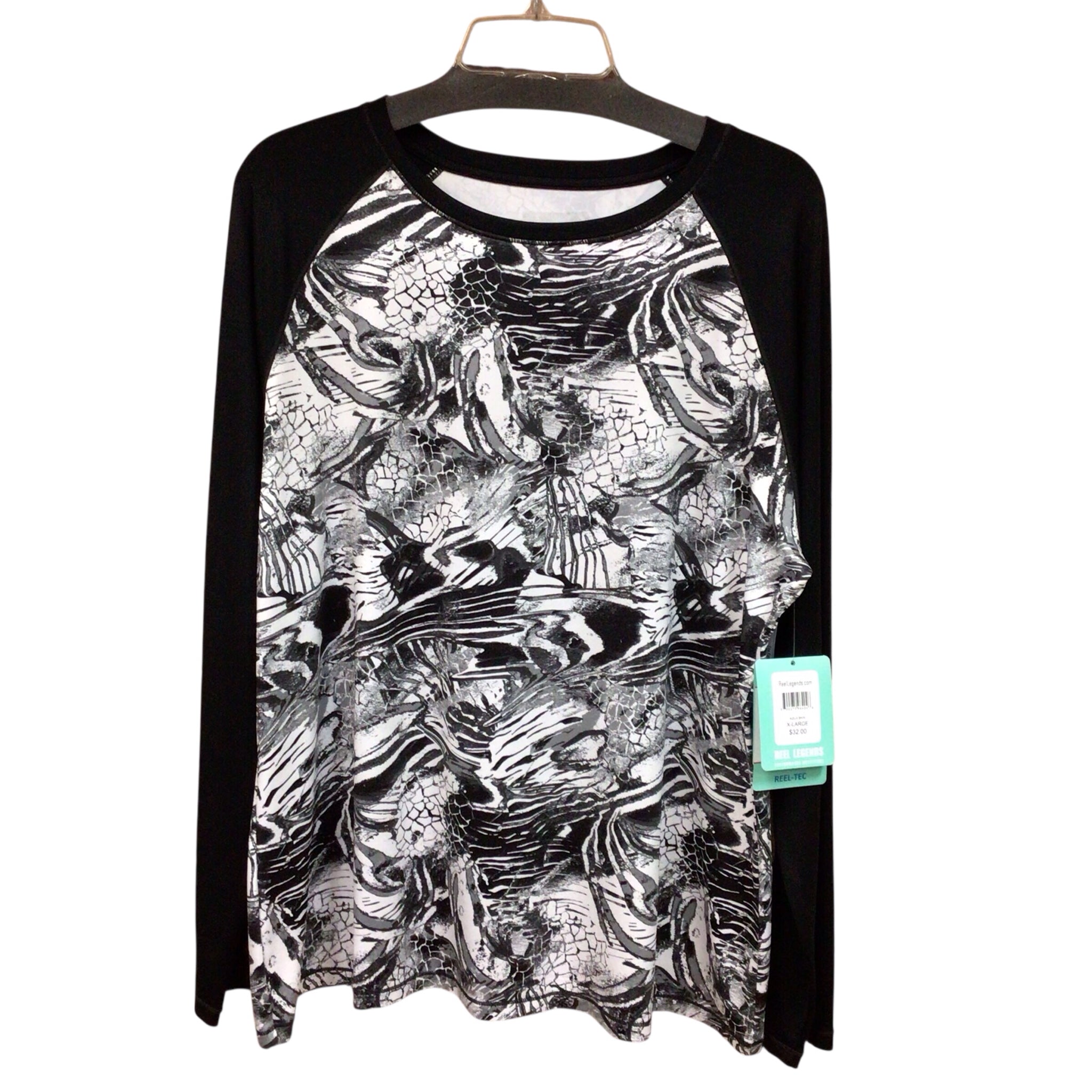 Reel Legends Black & White Long Sleeve Top Size XL NWT