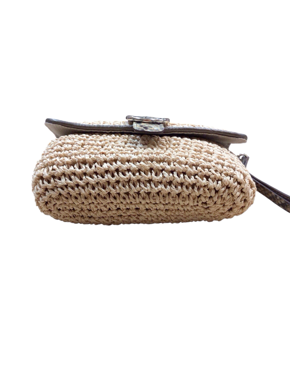 Brighton Mini Straw & Leather Wristlet Crossbody Bag