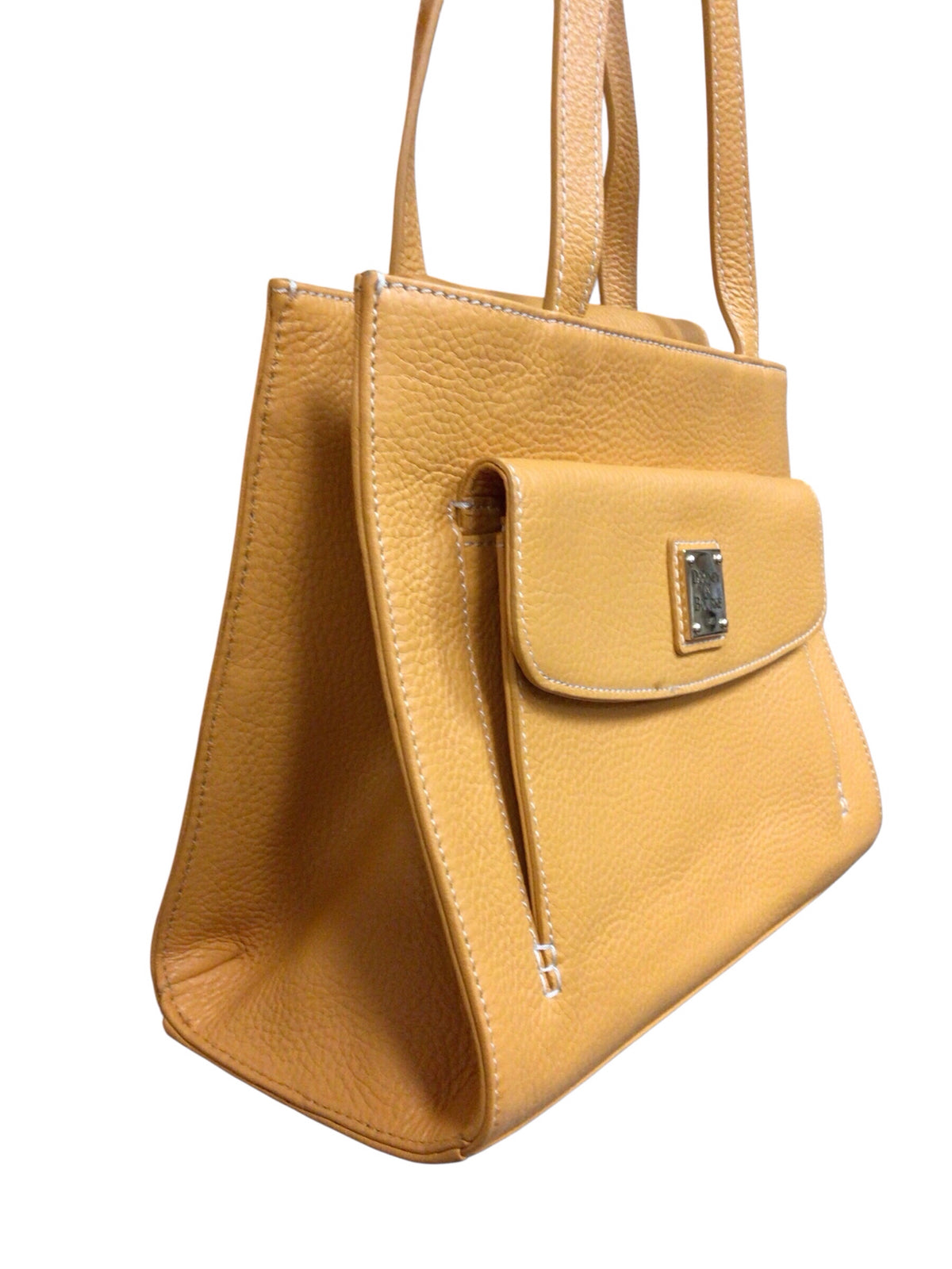 Dooney & Bourke Janine Front Pocket Yellow Leather Tote Bag