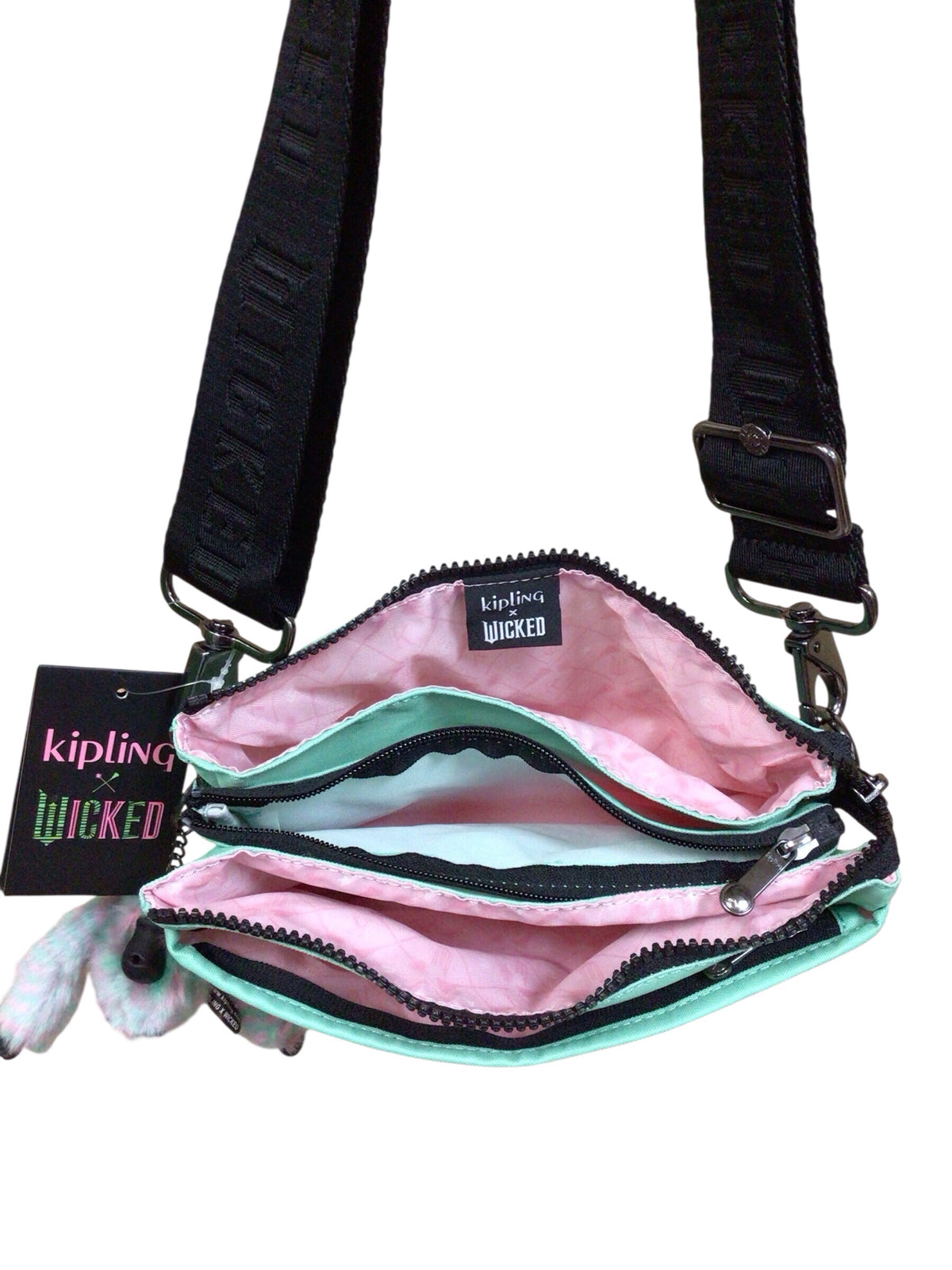 Kipling "Wicked" Ombre Green & Pink Nylon Crossbody Bag