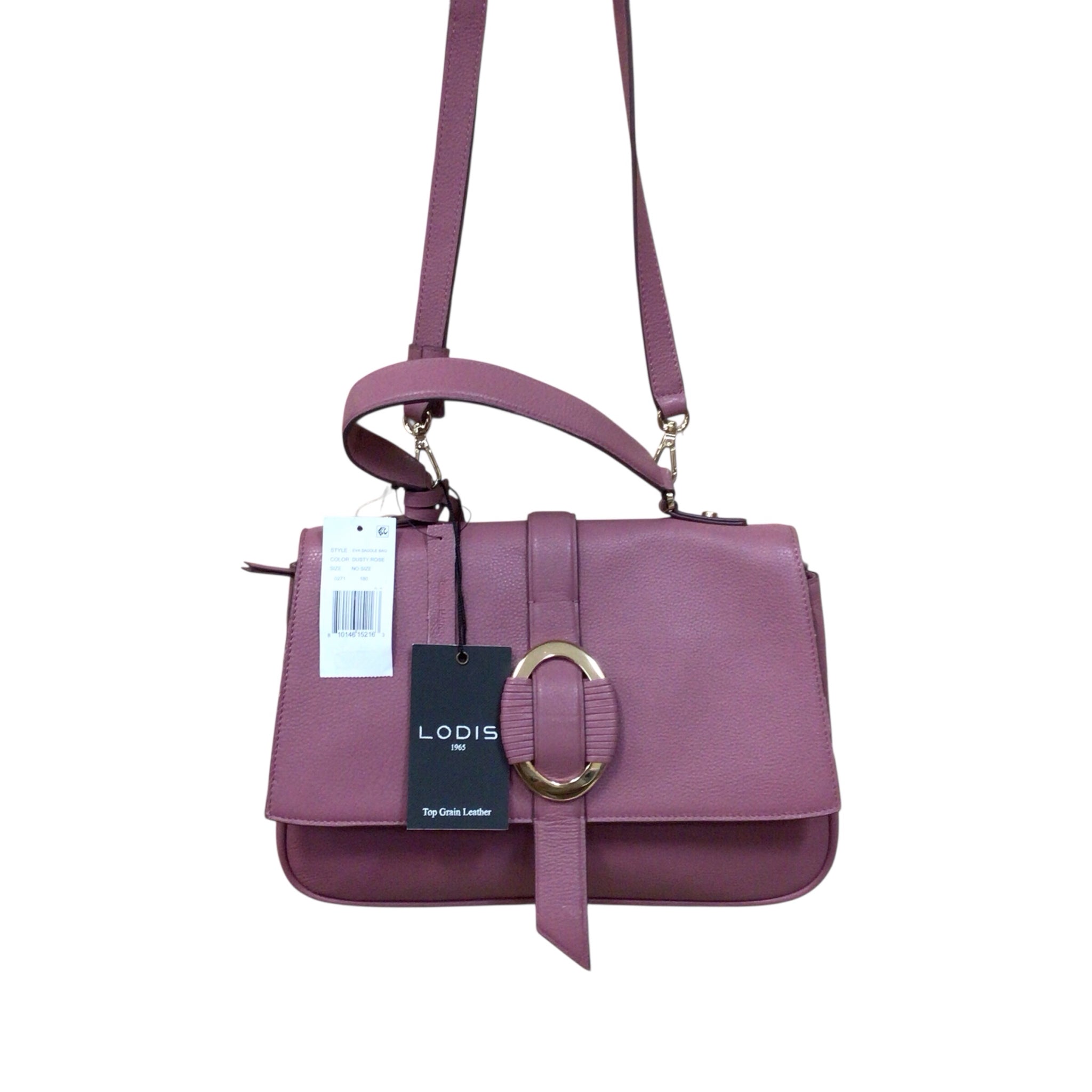 Lodis "Eva" Mauve Colored Leather Crossbody Saddle Bag