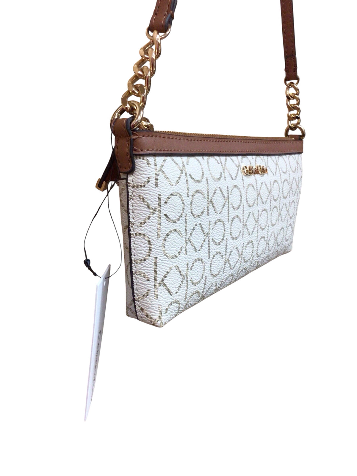 Calvin Klein Cream & Brown Signature Purse NWT