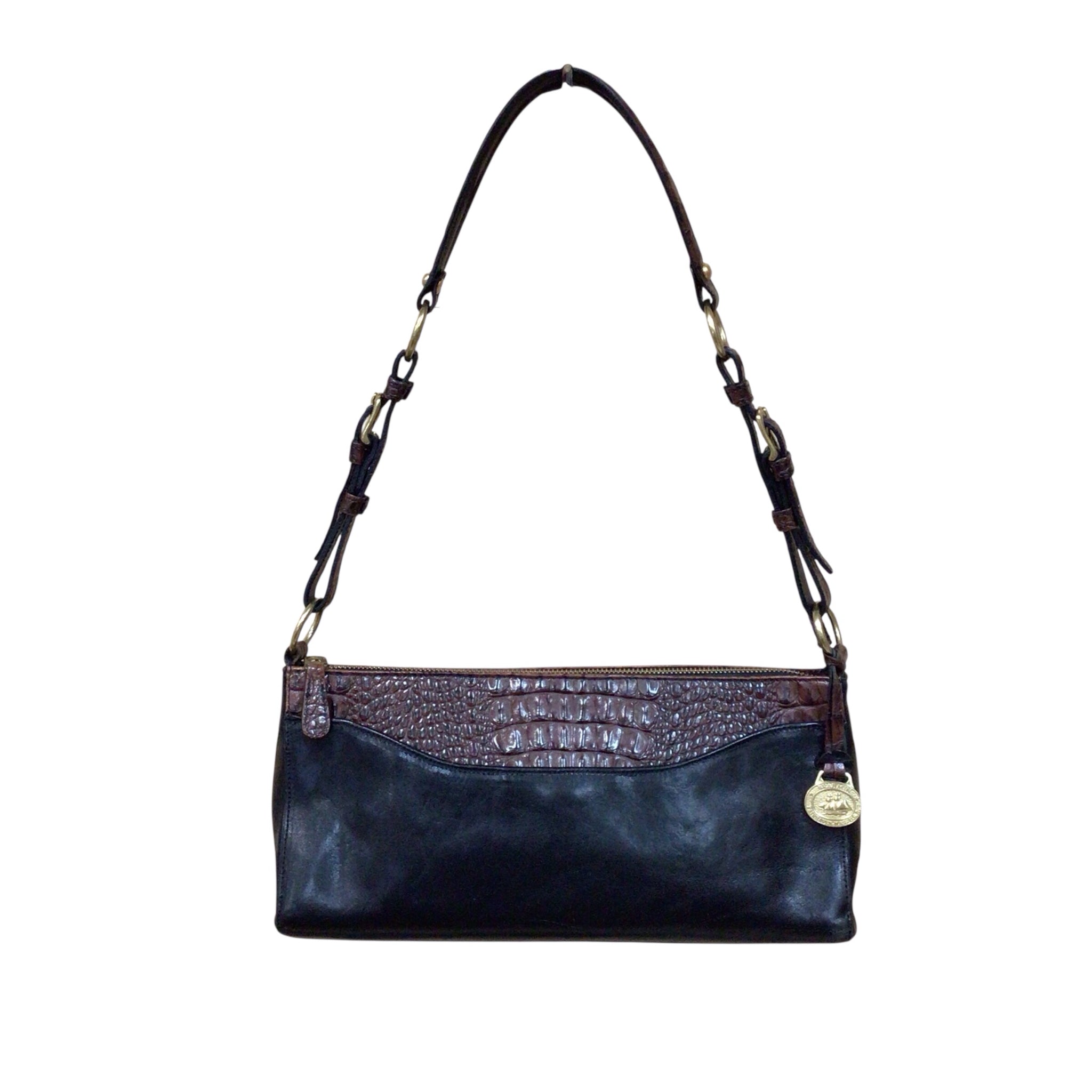 Brahmin "Marcy" Black & Brown Leather Shoulder Bag