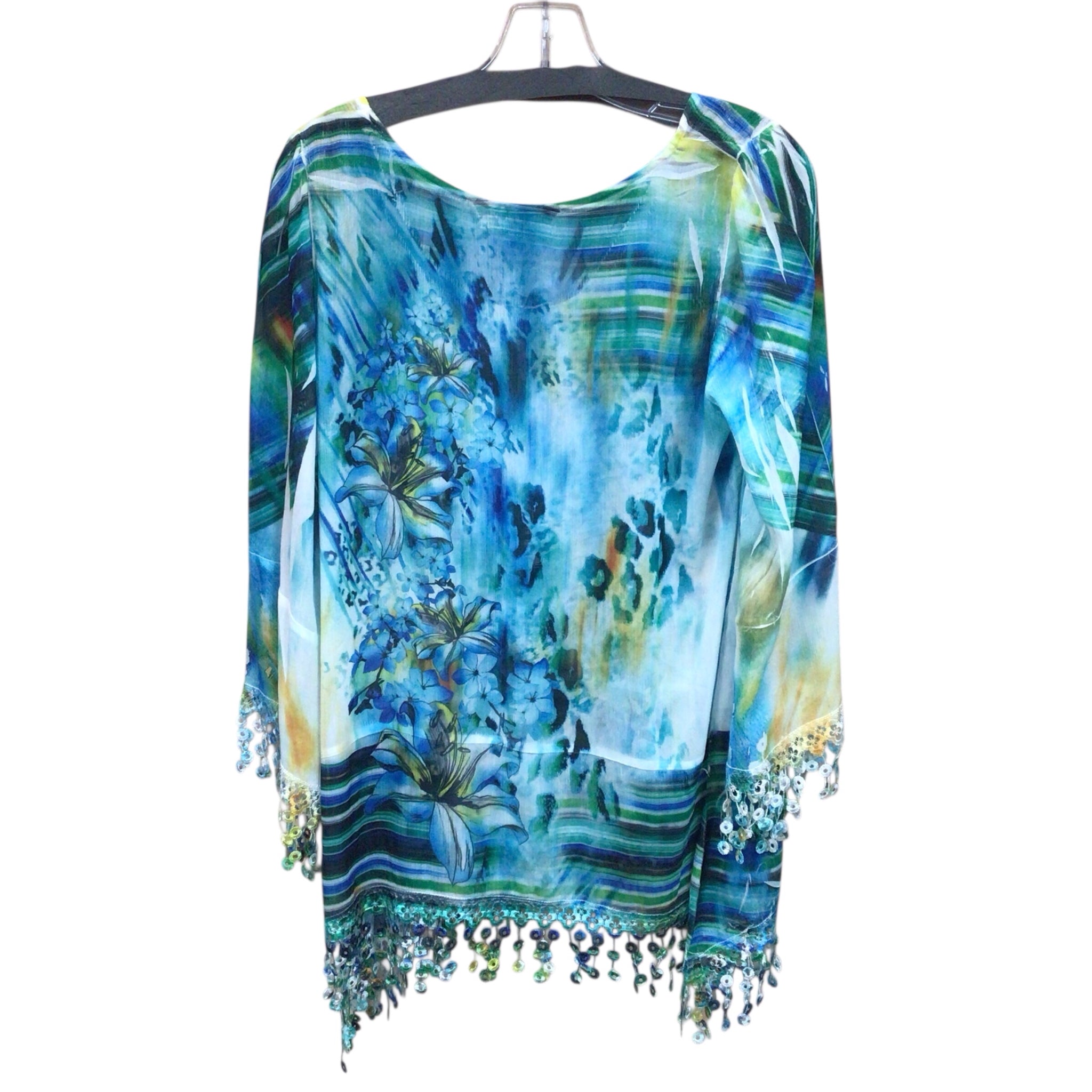 Mushka by Sienna Rose Inc Blue Green 3/4 Sleeve Top Size Medium
