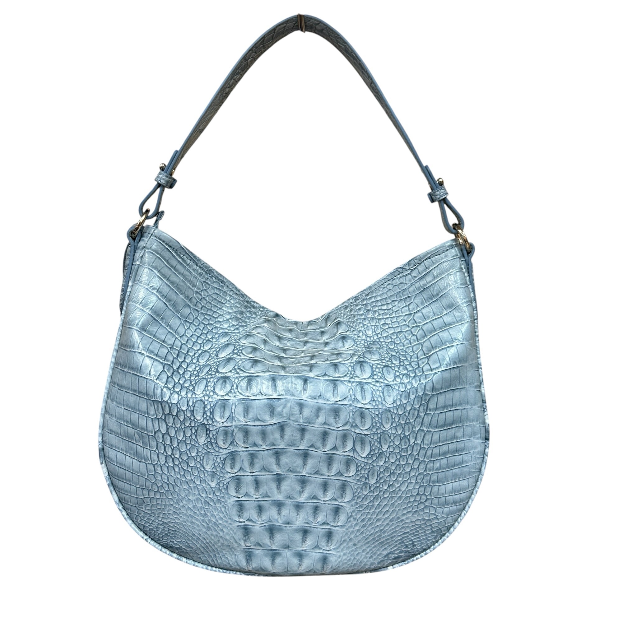 Brahmin Kathleen Stonewash Blue Alden Road Leather Shoulder Bag