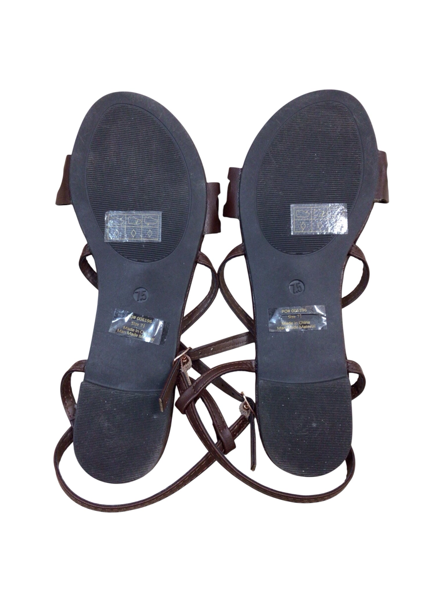 Journee Jalia Chocolate Brown Multi Strap Flat Sandals Size 7.5