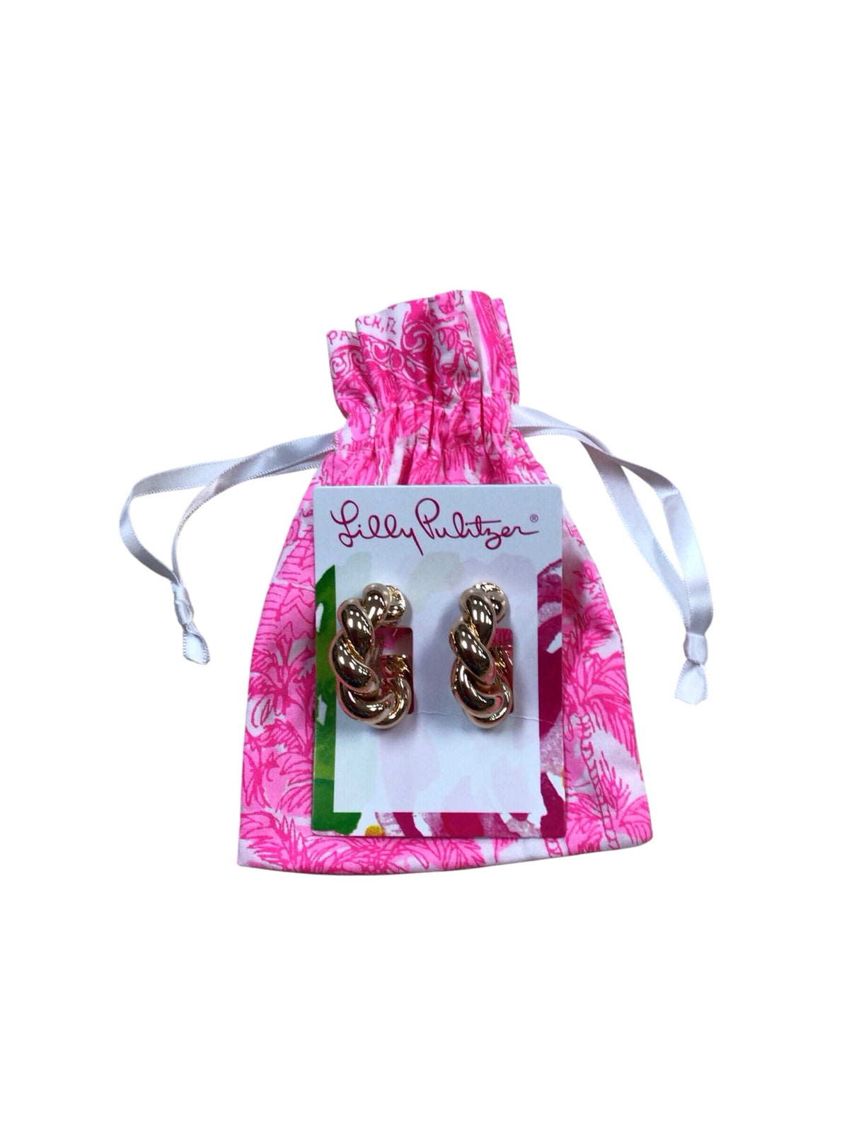 Lilly Pulitzer "Island Escape" Gold Braided Hoop Earrings NWT