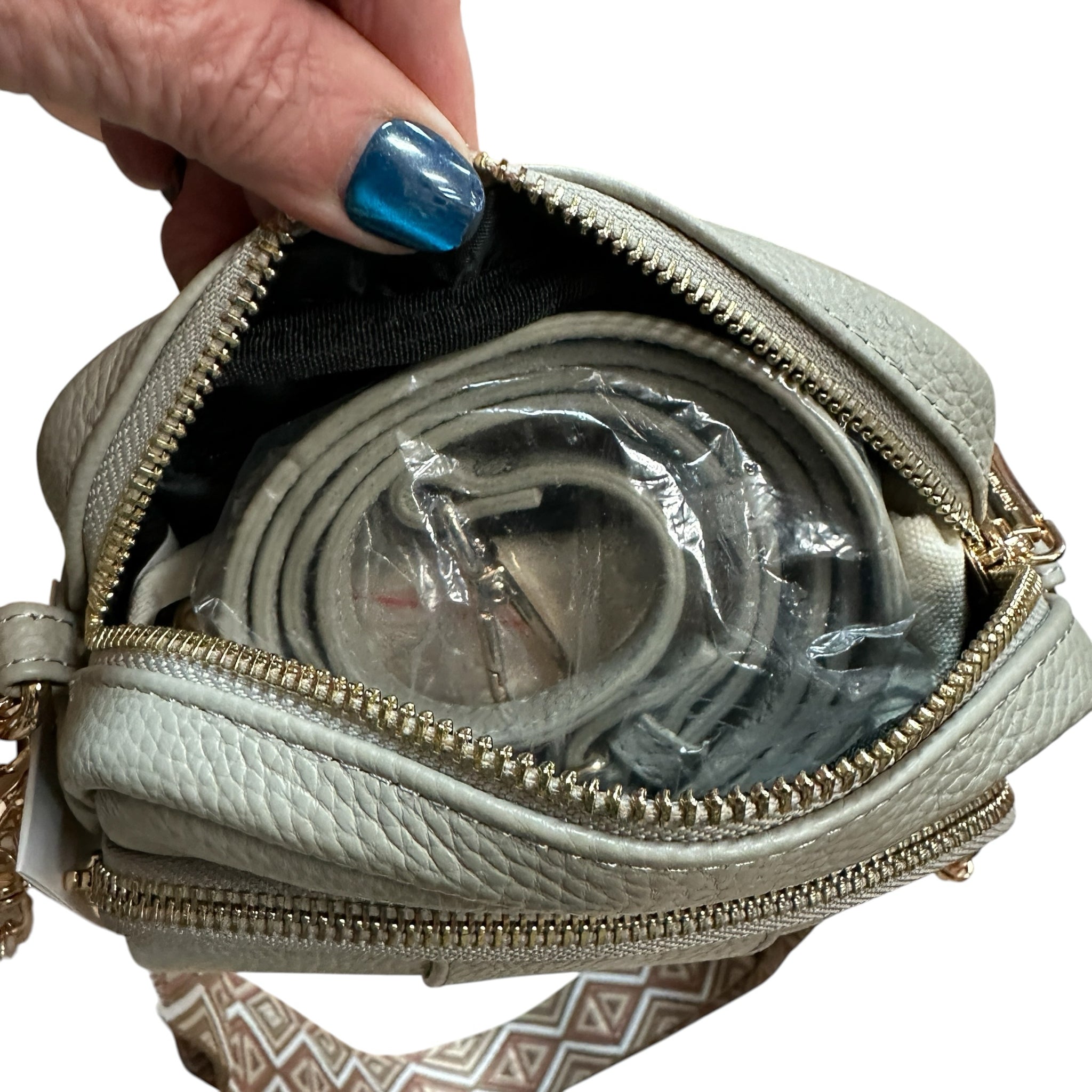 Pom Pom London Gray 100% Leather Crossbody Bag