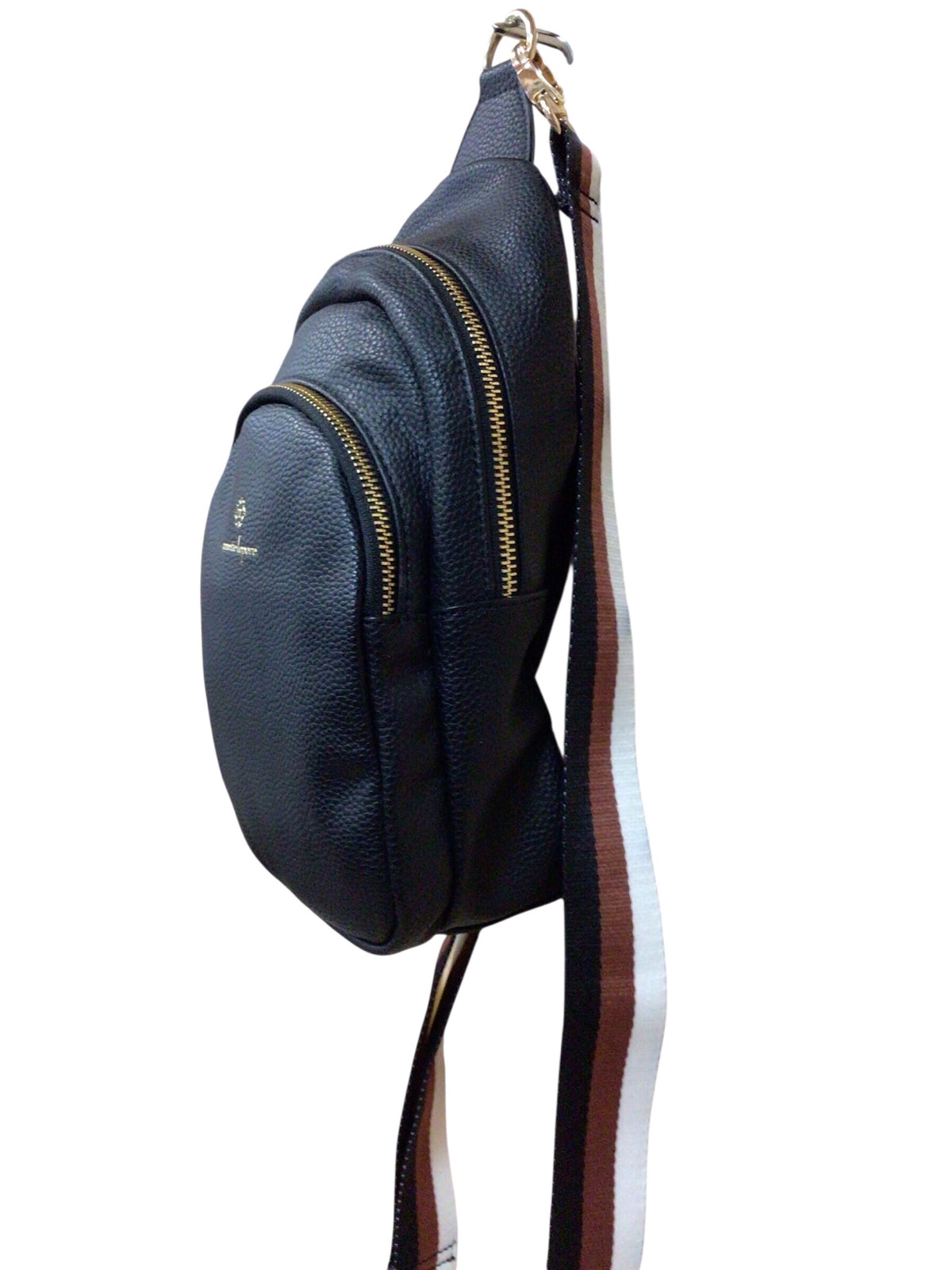 Nanette Lepore "Dale" Faux Black Pebbled Leather Sling Bag