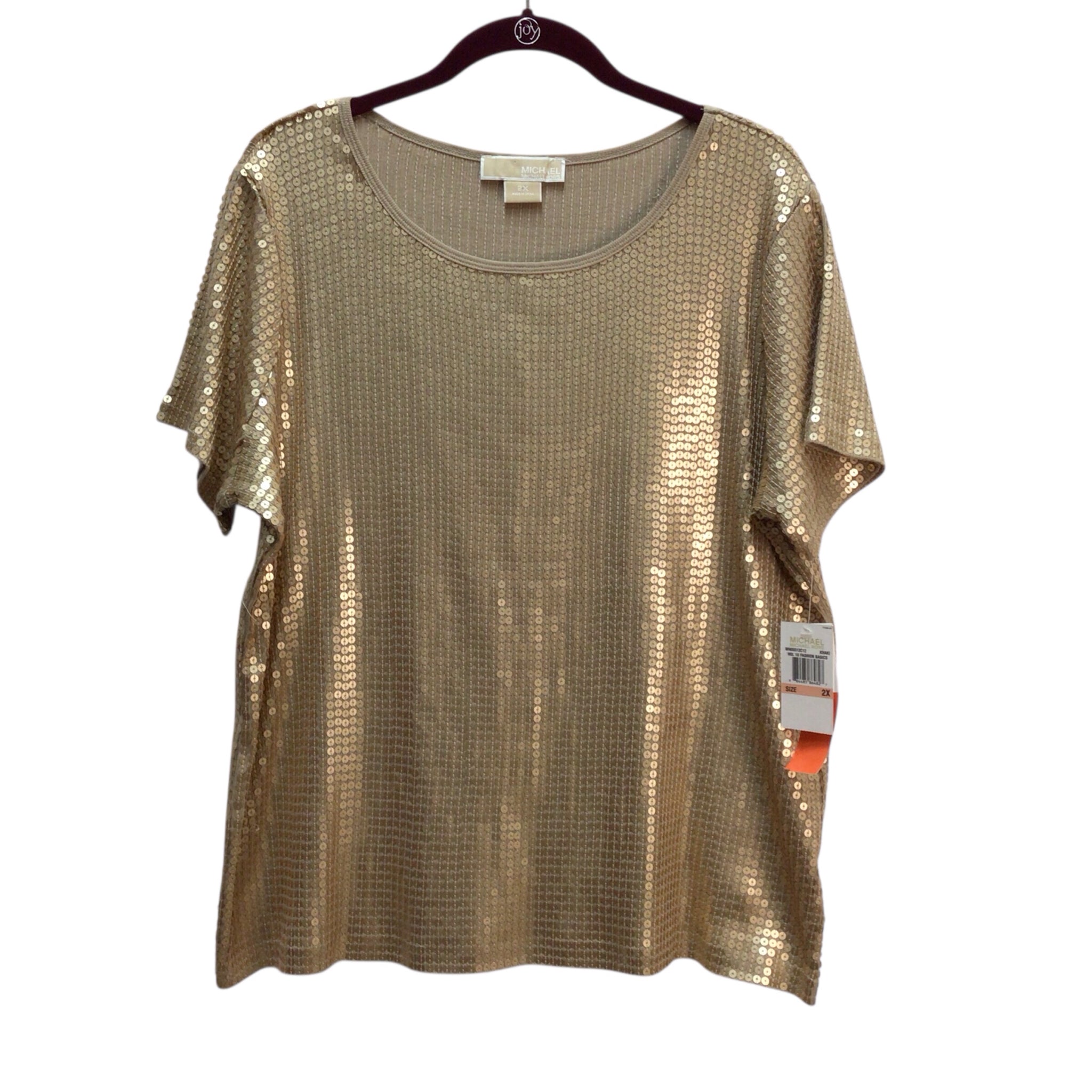 Michael Kors Gold Sequin Size 2X Short Sleeve NWT