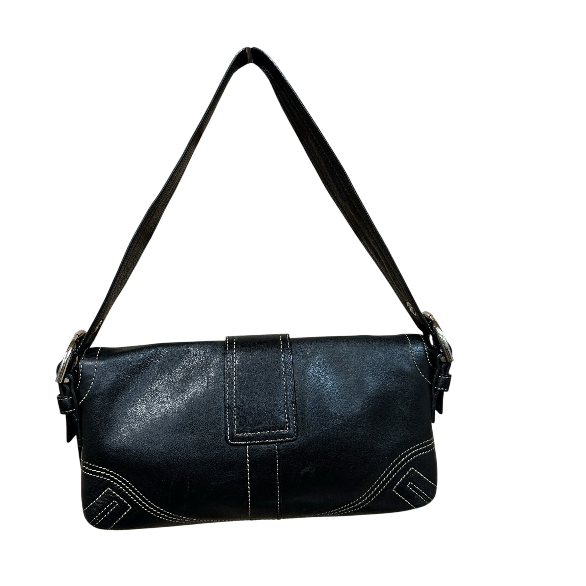 Coach 8A05 Vintage Black Leather Shoulder Bag