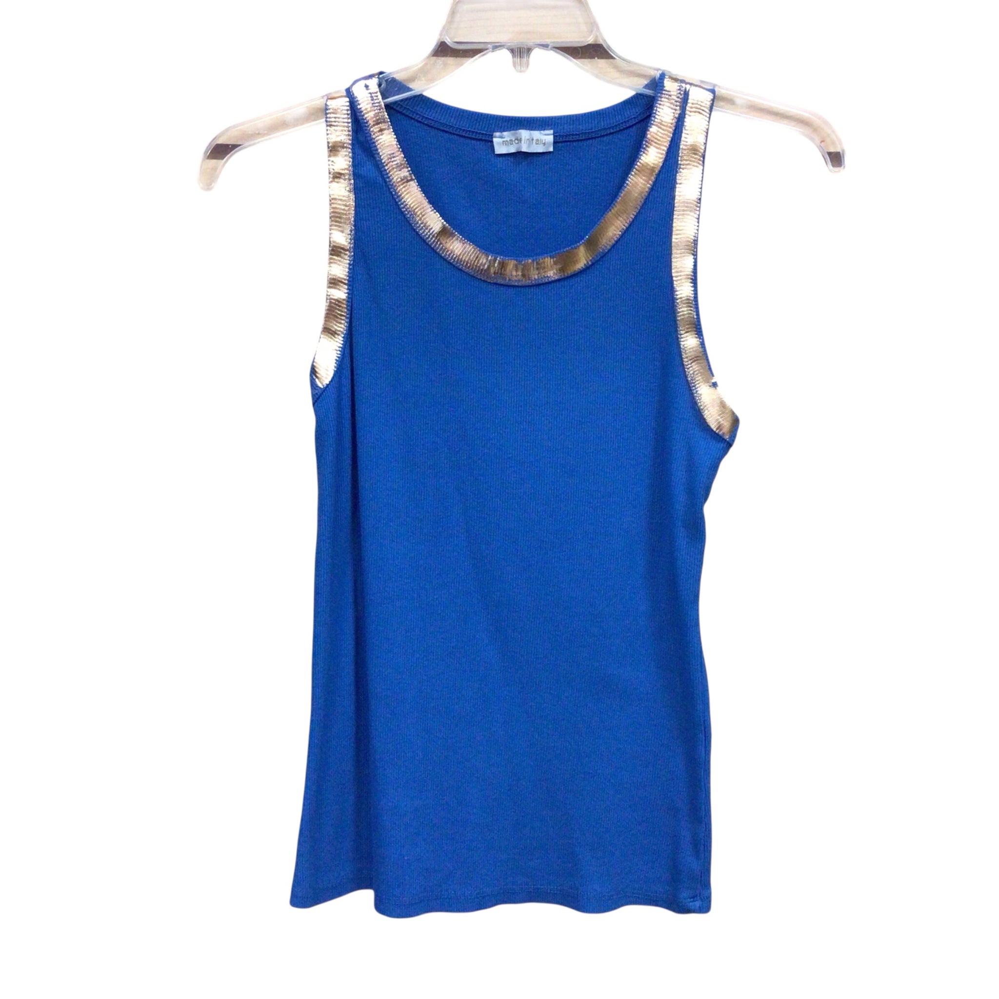 Made in Italy Blue & Gold Sleeveless Top Size Small