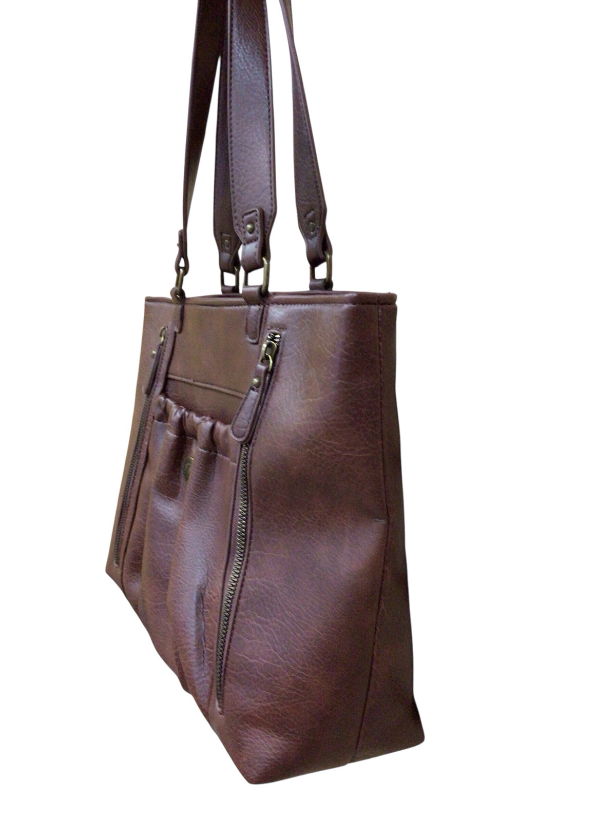 White Mountain Brown Faux Leather Tote Shoulder Bag