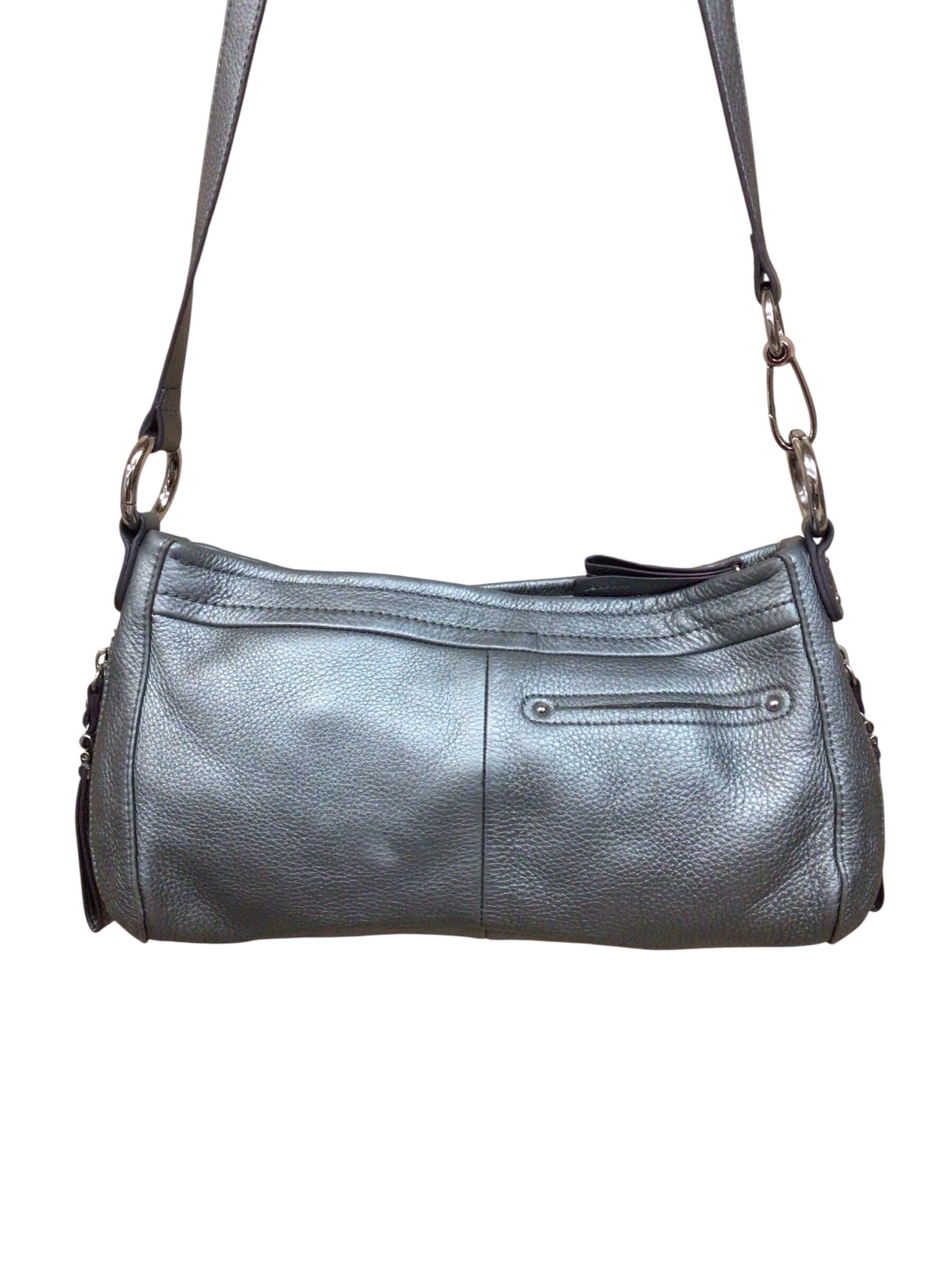 B Makowsky Petwer Pebbled Leather Crossbody Bag